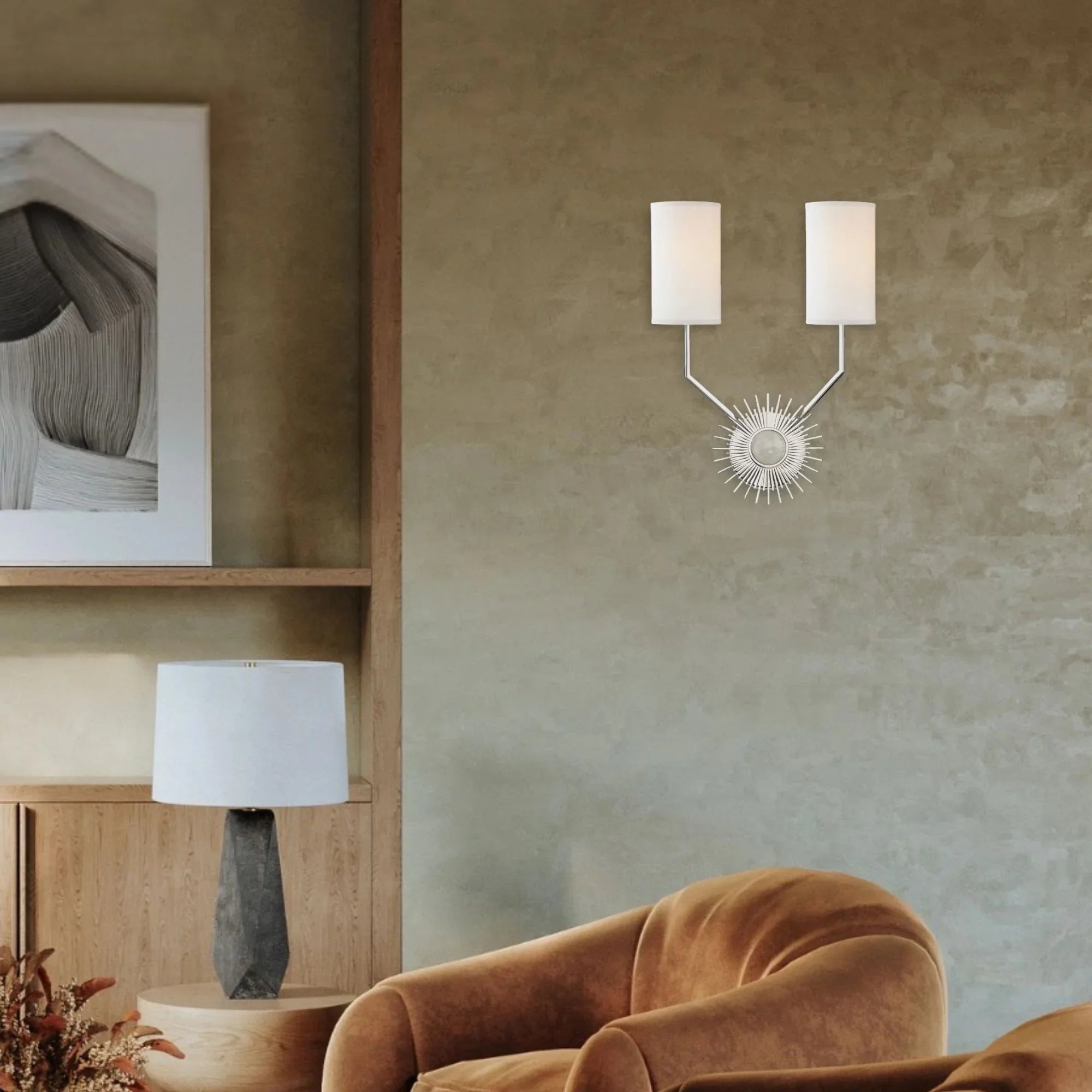 Borland 18" 2-Light Wall Sconce, Polished Nickel Finish