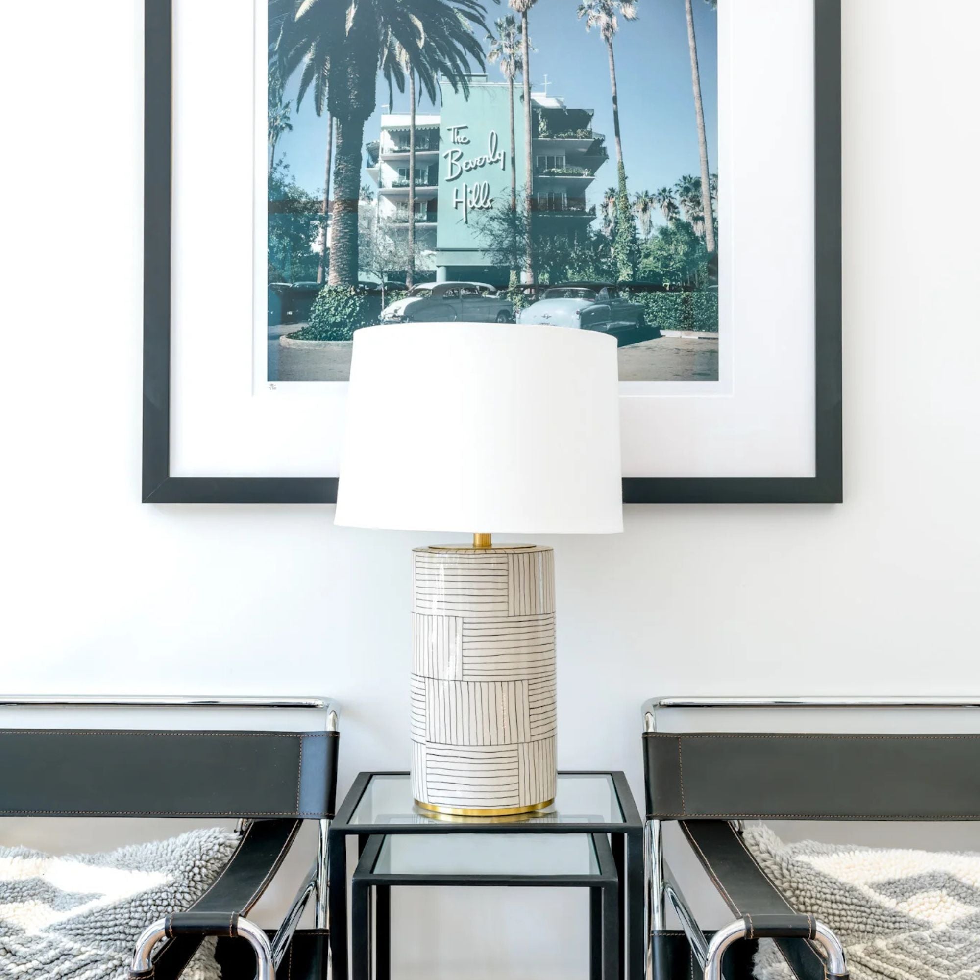 Borneo 26" Table Lamp, Aged Brass/Stripe Combo Finish