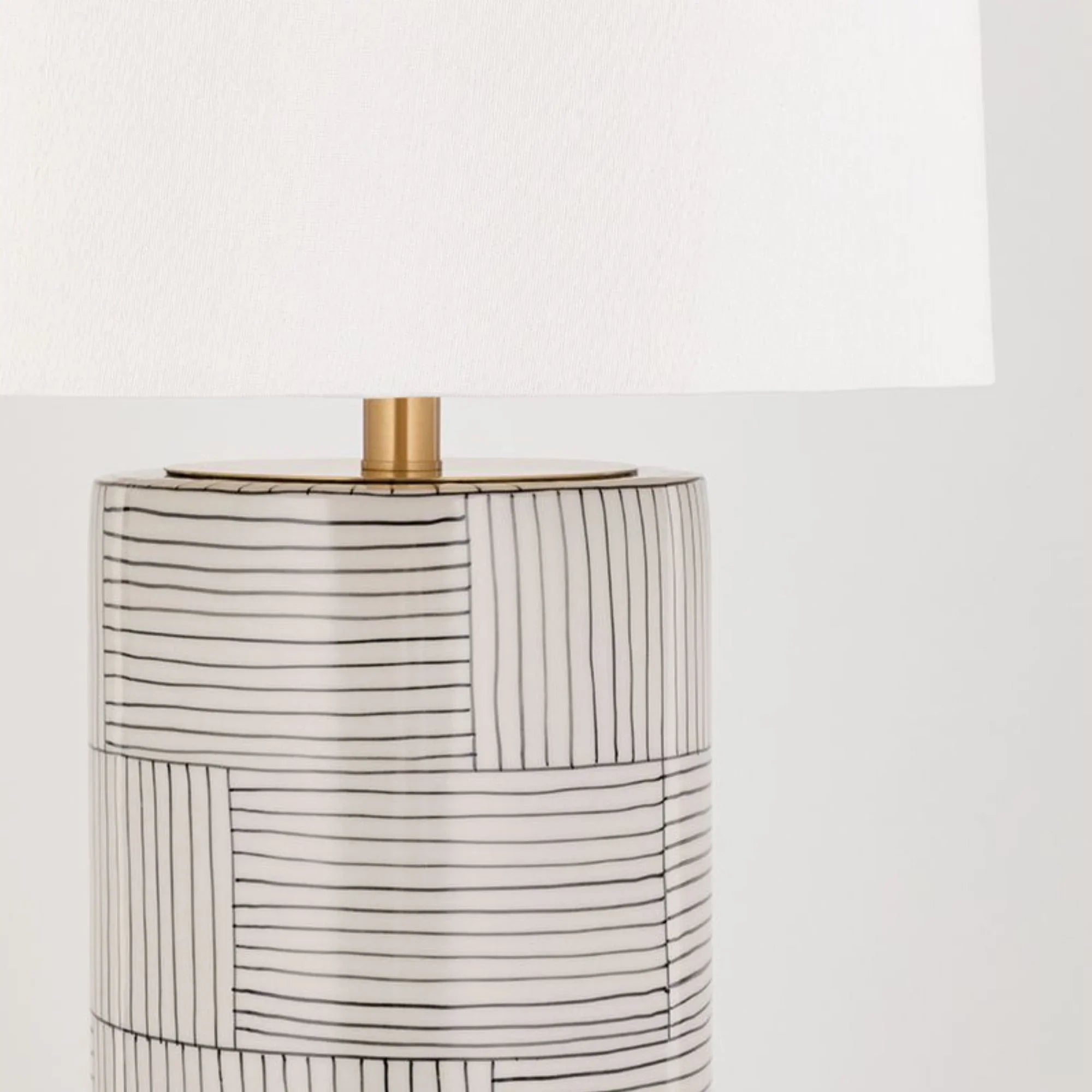 Hudson Valley Lighting - Borneo 26" Table Lamp, Aged Brass/Stripe Combo Finish | Bees Lighting