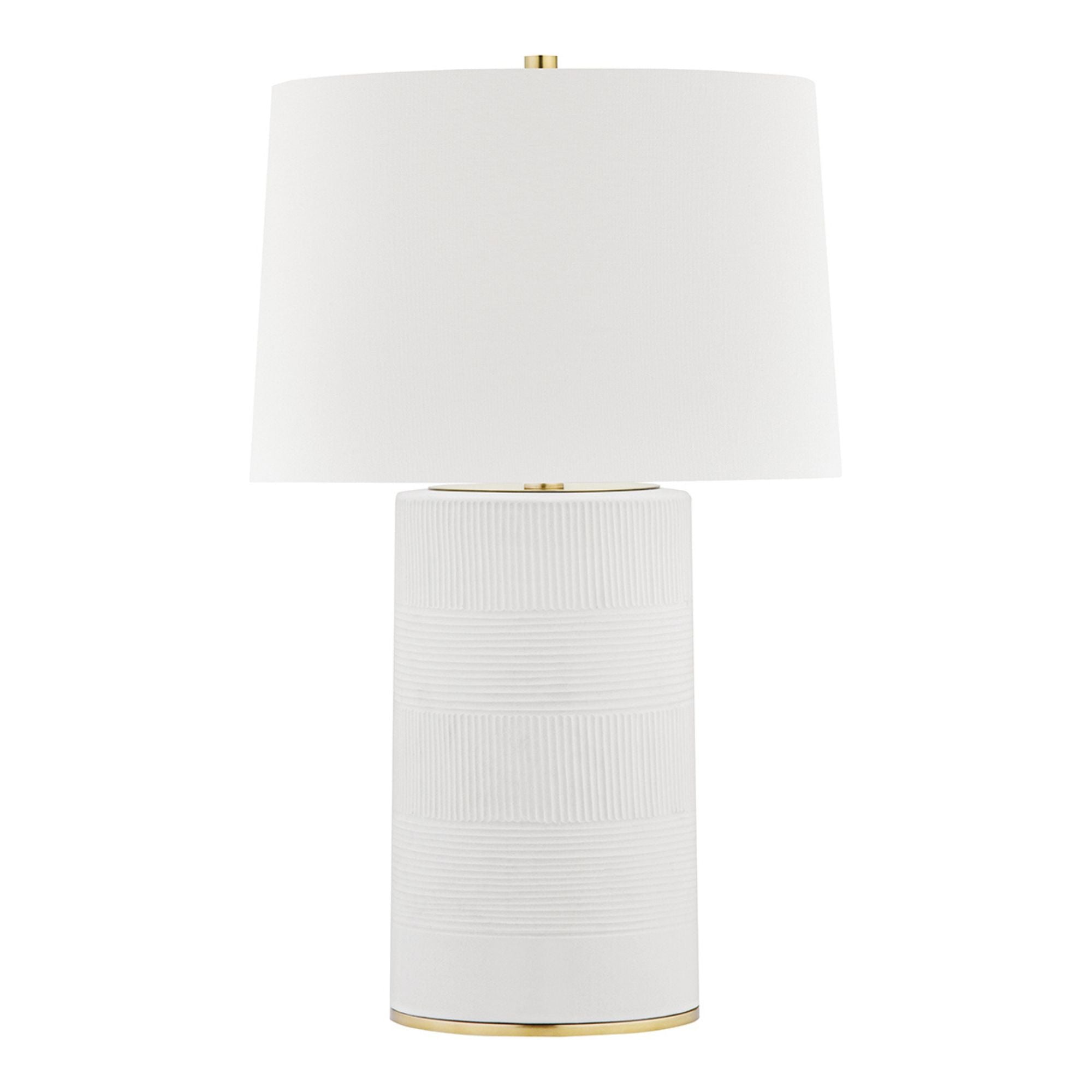 Borneo 26" Table Lamp, Aged Brass/Soft Off White Finish