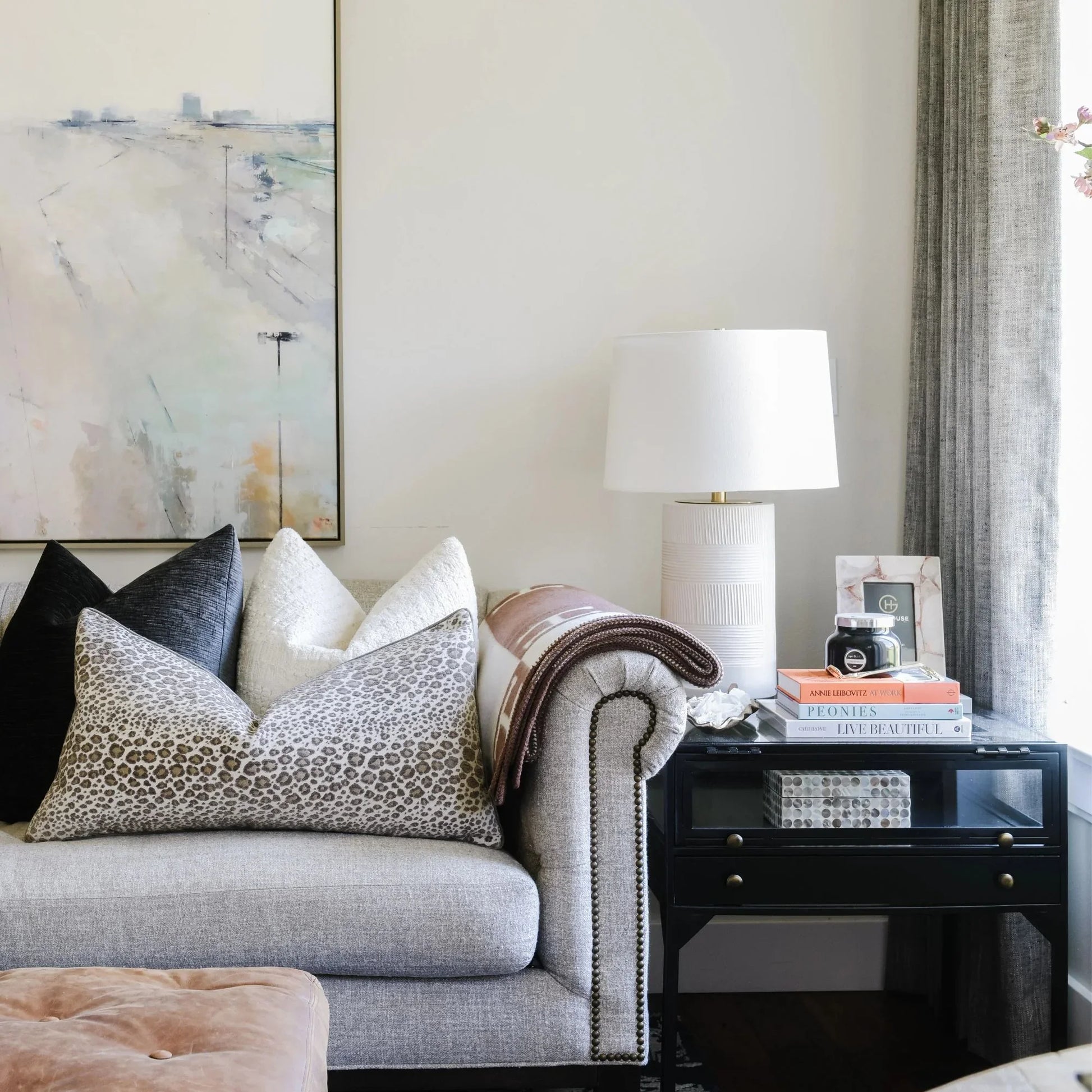 Hudson Valley Lighting - Borneo 26" Table Lamp, Aged Brass/Soft Off White Finish | Bees Lighting