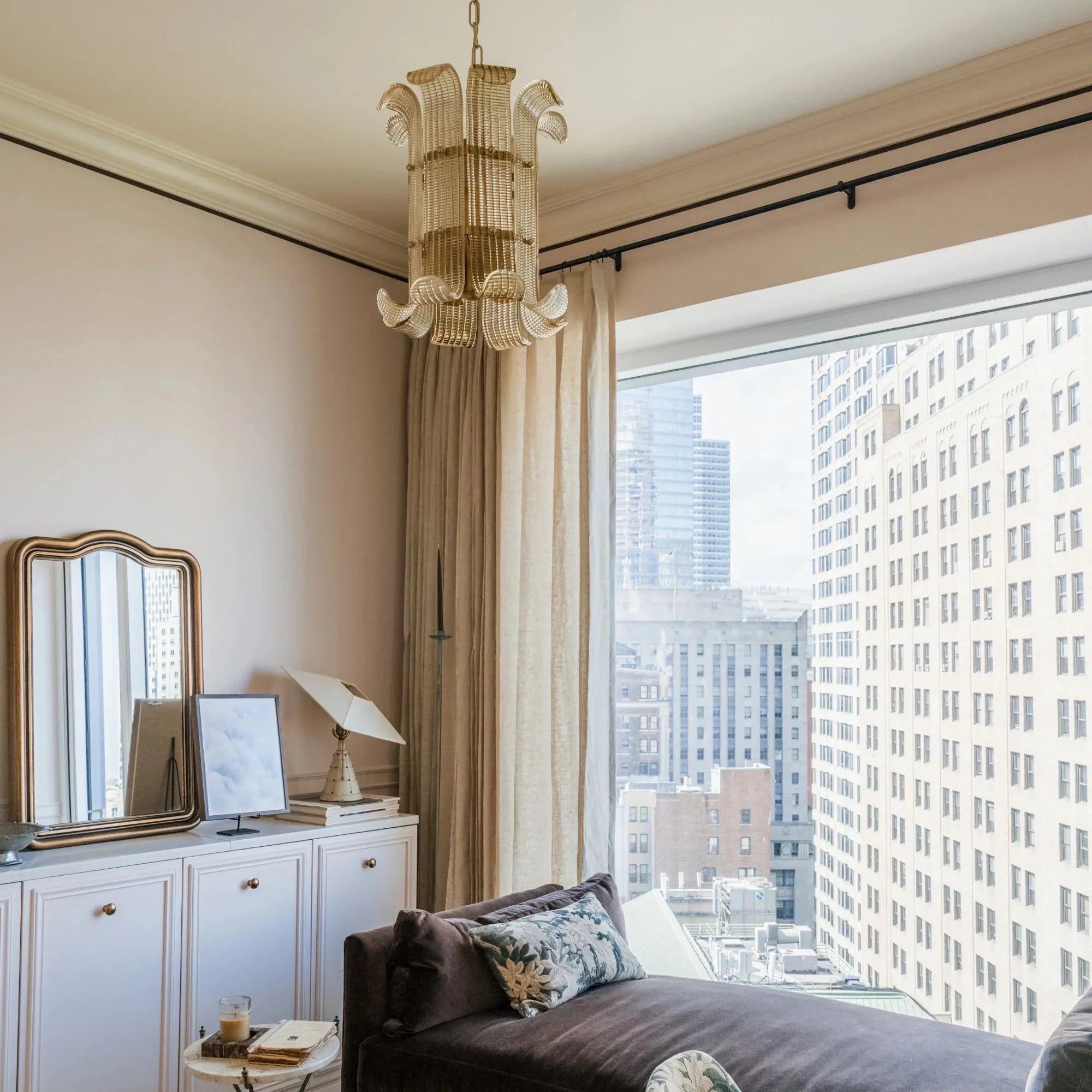 Brasher 16" 4-Light Pendant, Aged Brass Finish