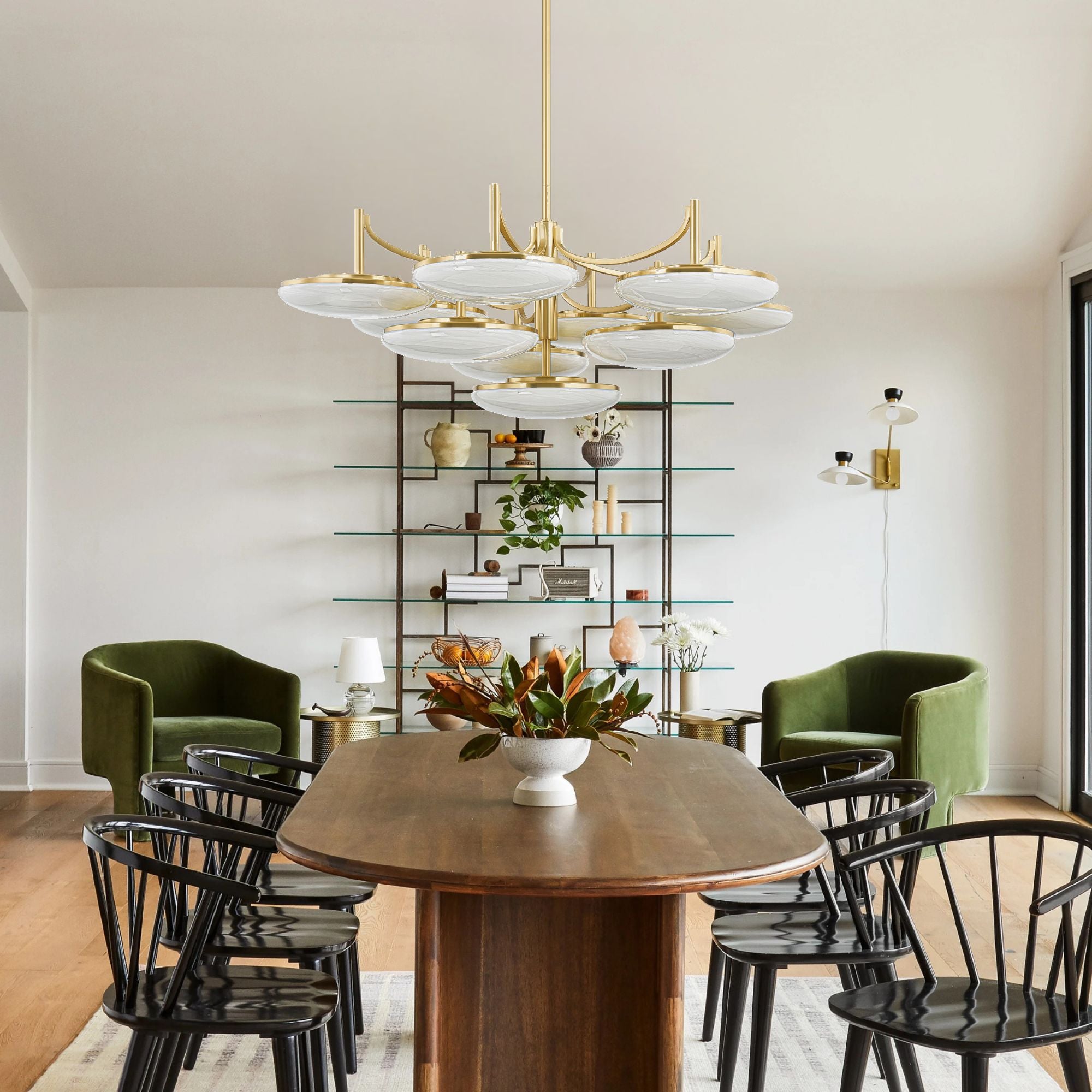 Bregman 44" LED Chandelier, Aged Brass Finish