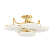 Bregman 31" LED Semi Flush Mount, Aged Brass Finish