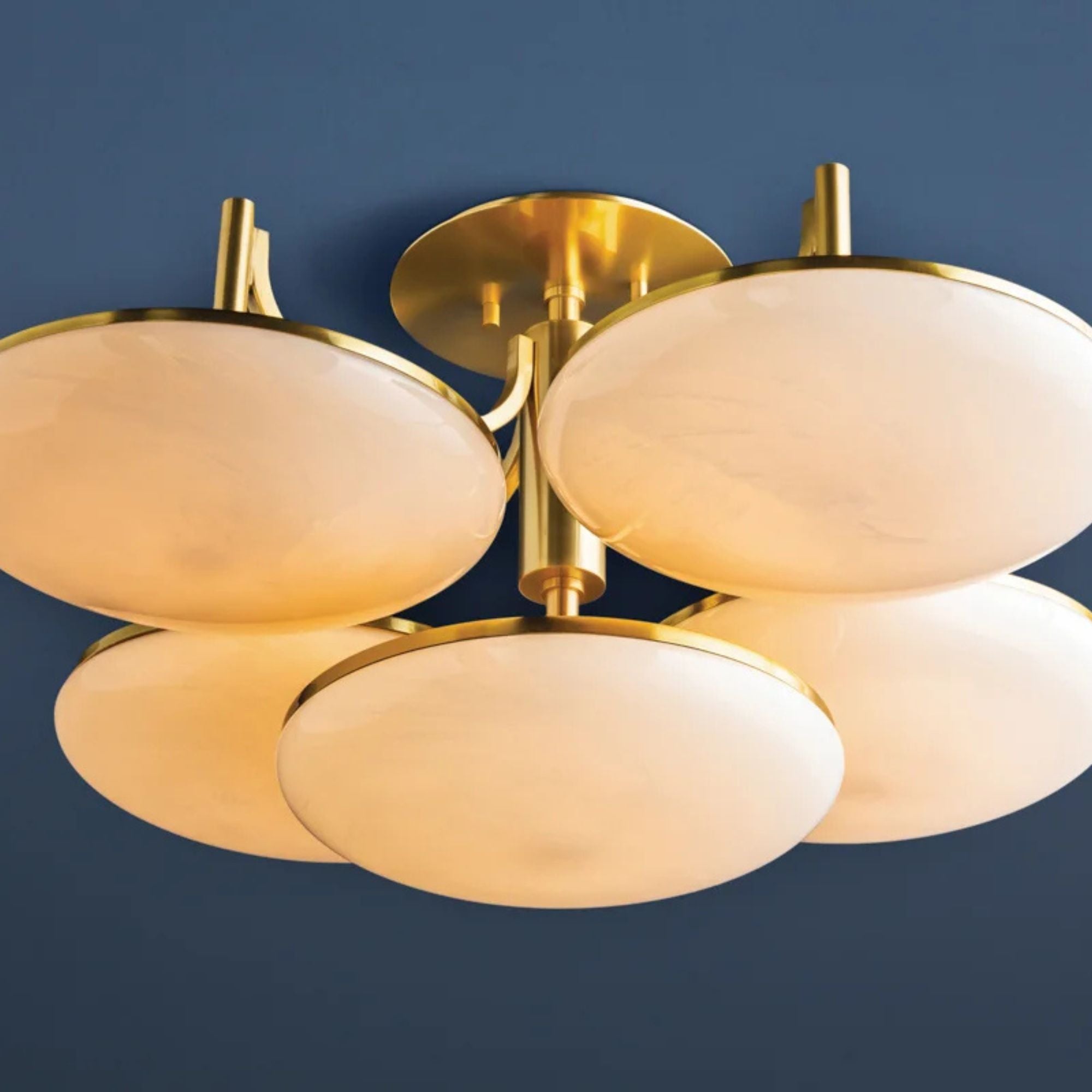 Bregman 30" 5 Lights LED Semi-Flush Mount Aged Brass Finish