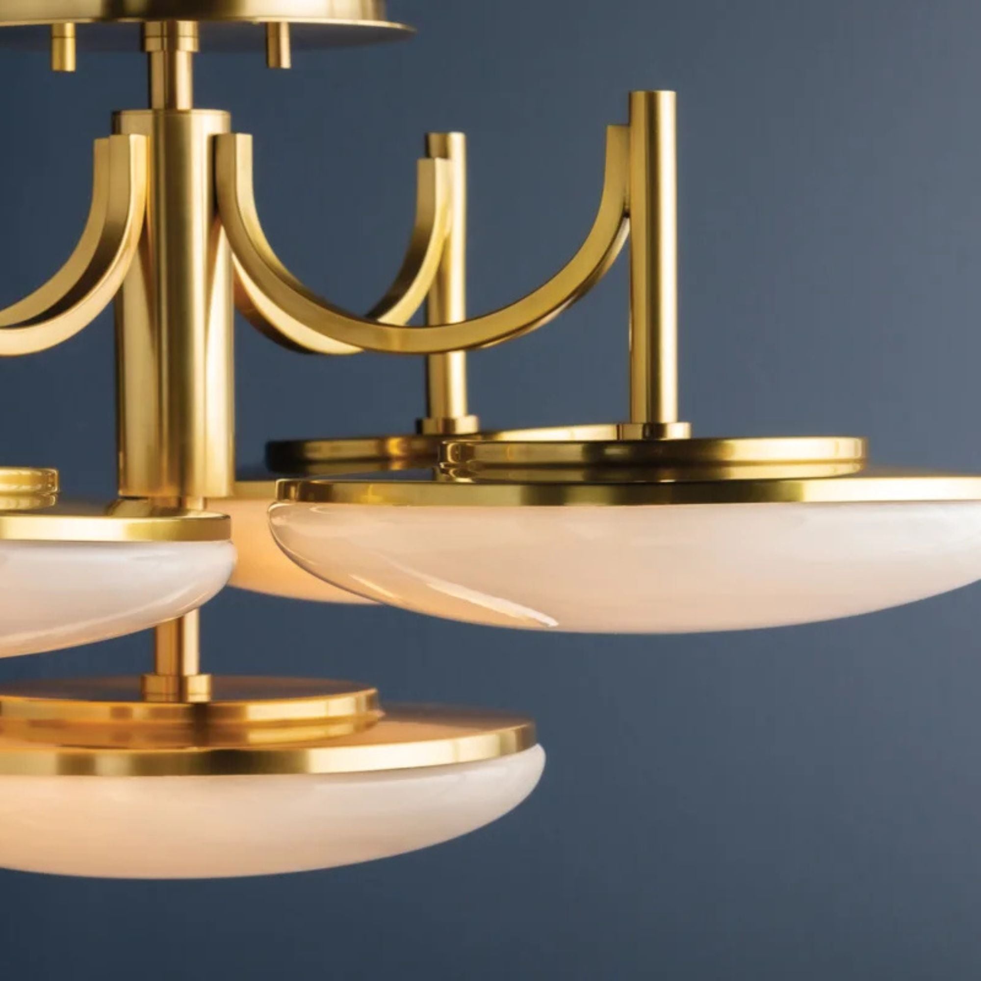 Bregman 31" LED Semi Flush Mount, Aged Brass Finish