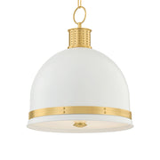 Hudson Valley Briscoe Pendant Light, Aged Brass & Soft White with White Glass Dome