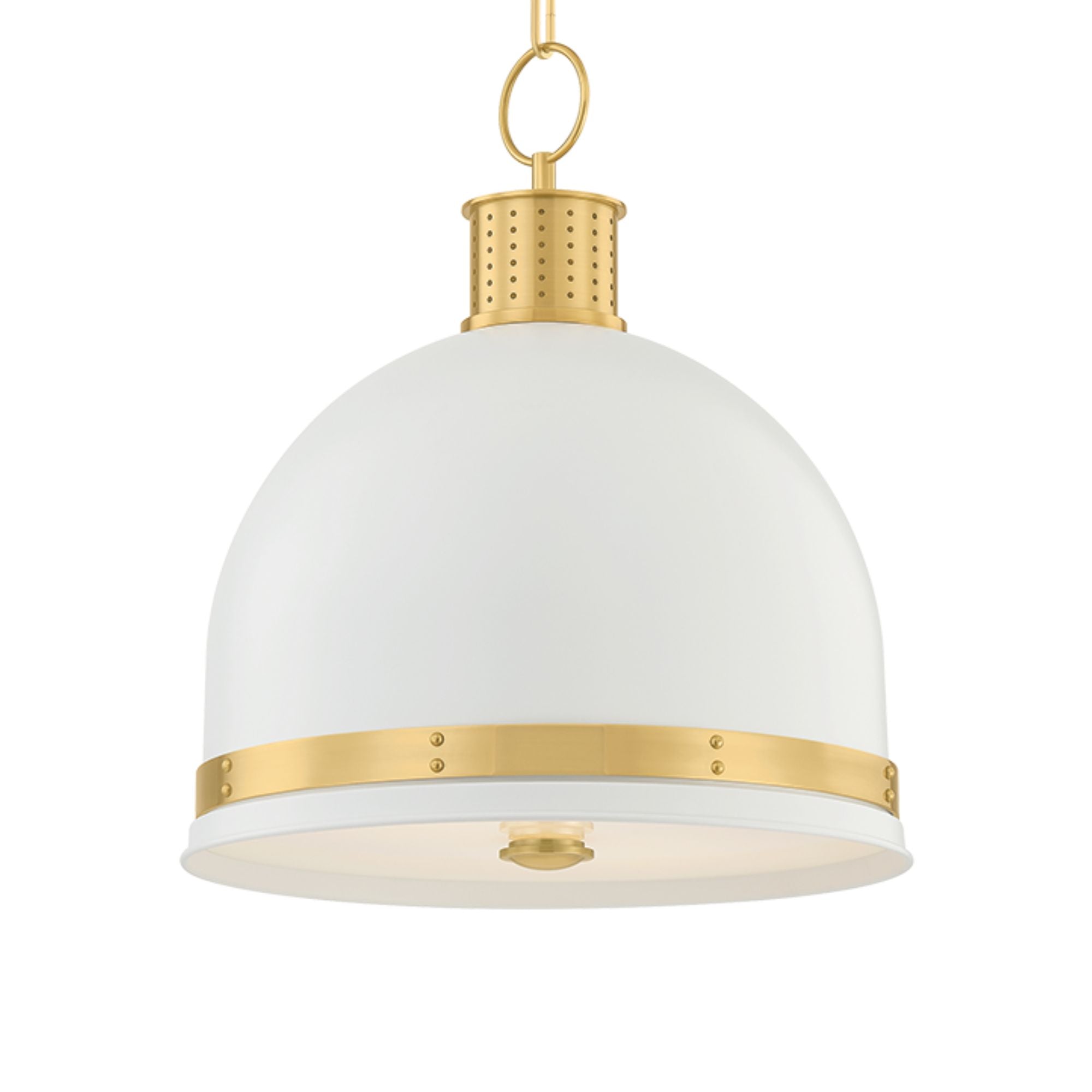 Hudson Valley Briscoe 17.5 in. Pendant Light, Aged Brass & Soft White with White Glass Dome