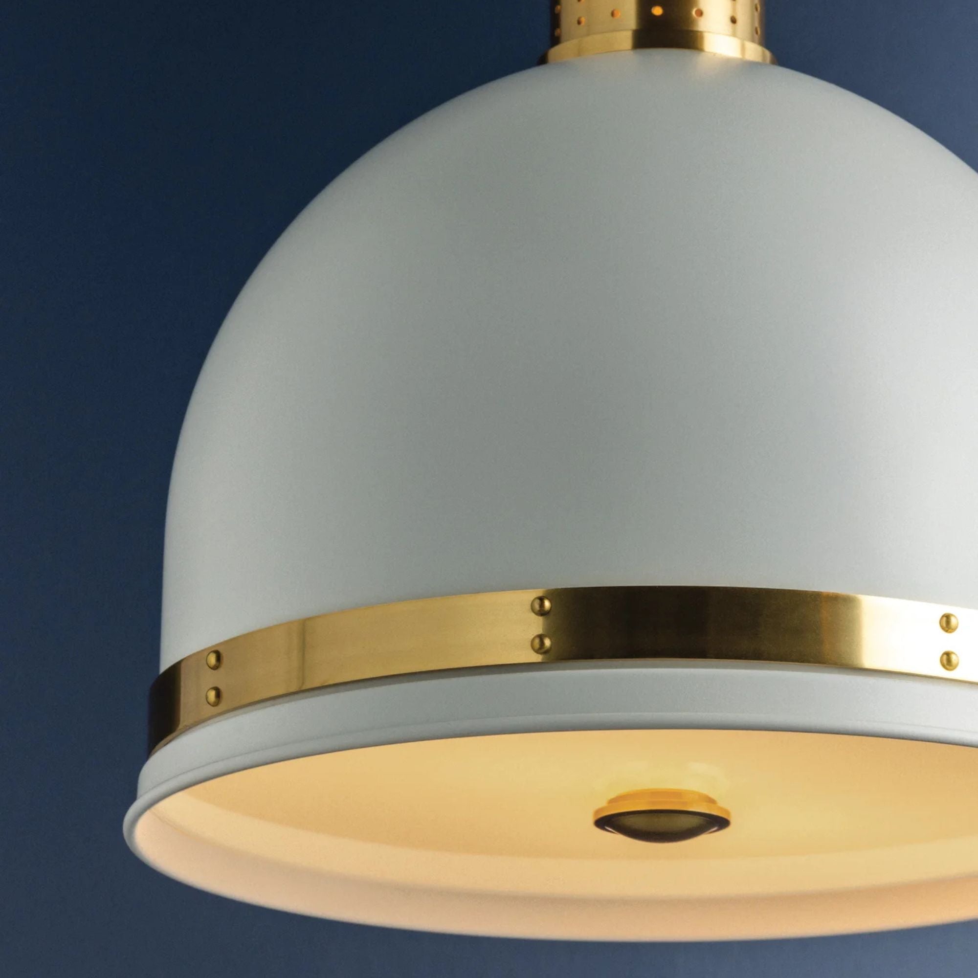 Hudson Valley Briscoe 17.5 in. Pendant Light, Aged Brass & Soft White with White Glass Dome
