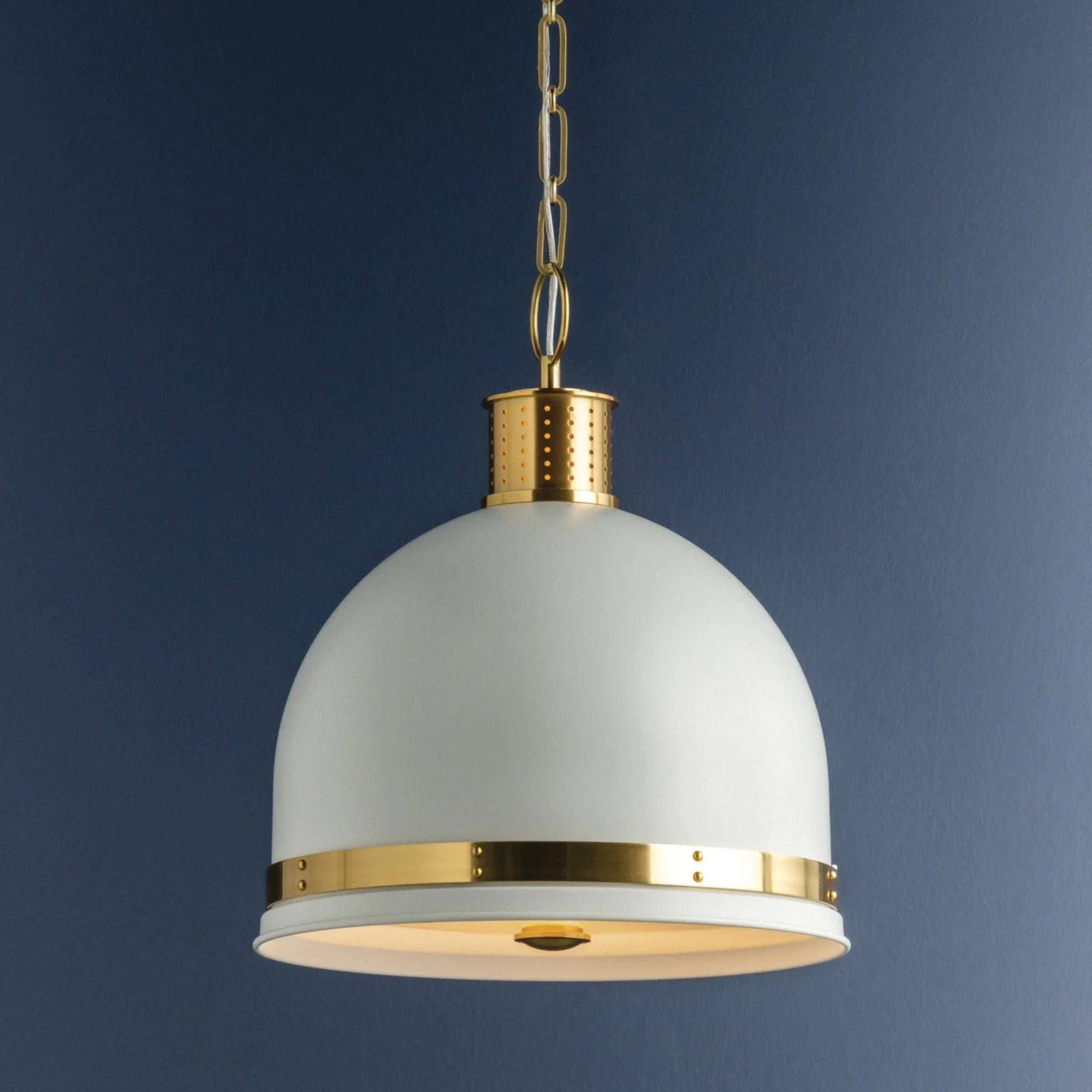 Hudson Valley Briscoe Pendant Light, Aged Brass & Soft White with White Glass Dome