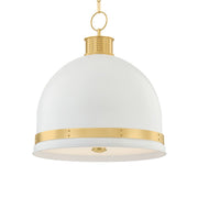 Hudson Valley Briscoe 22 in. 3-Light Pendant, Aged Brass & Soft White with White Glass Diffuser