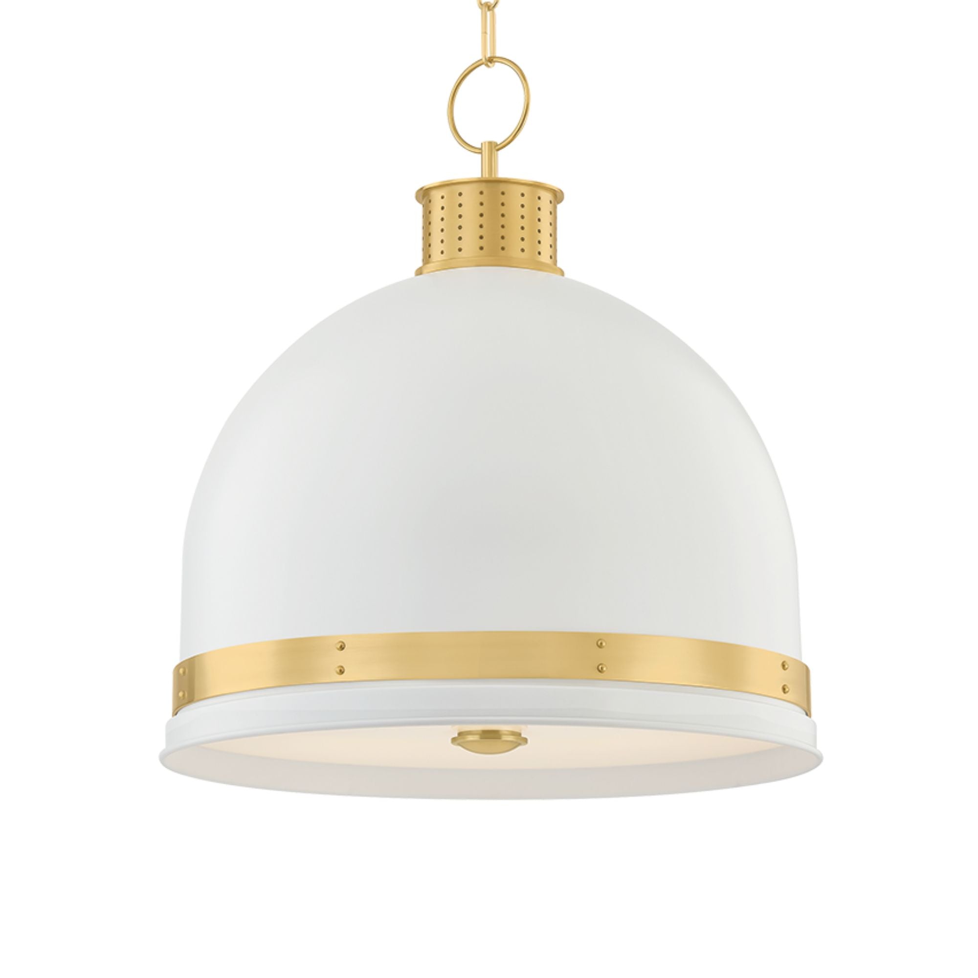 Hudson Valley Briscoe 22 in. 3-Light Pendant, Aged Brass & Soft White with White Glass Diffuser