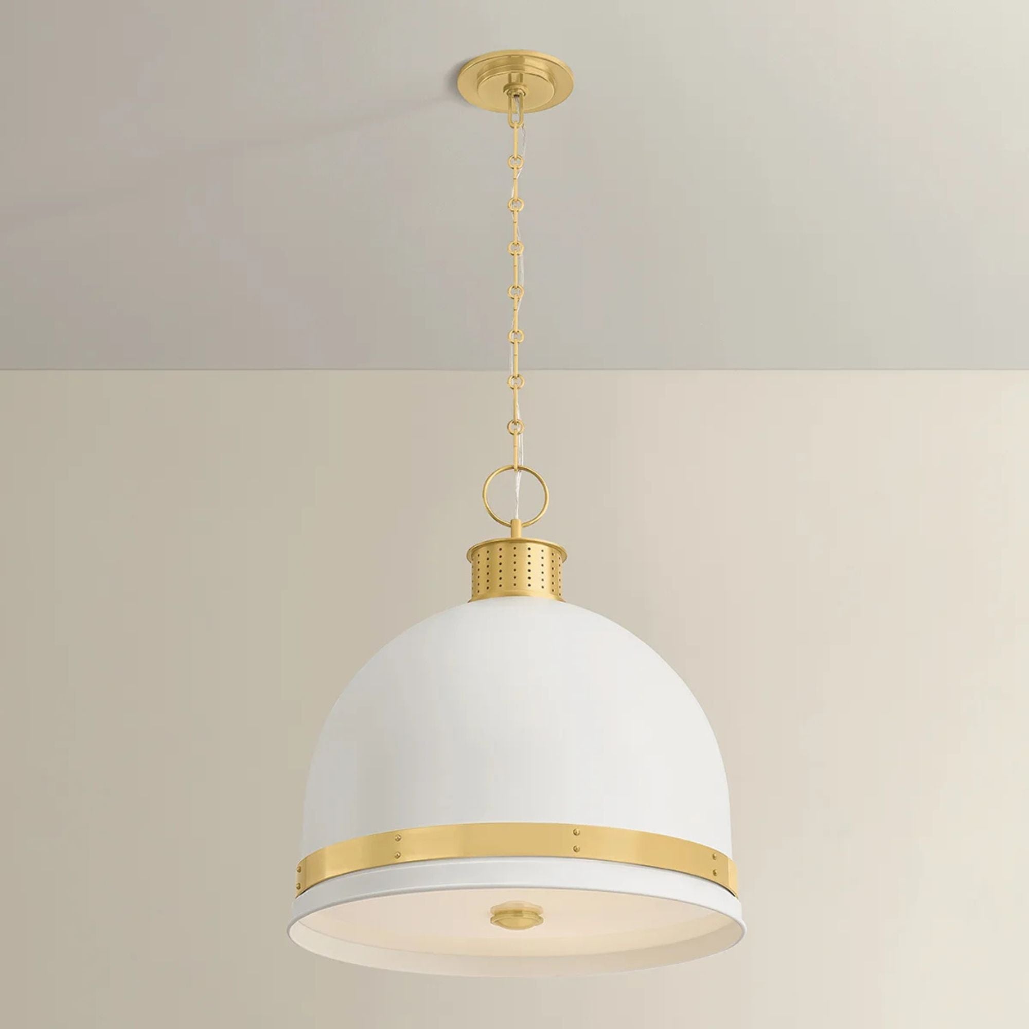Hudson Valley Briscoe 22 in. 3-Light Pendant, Aged Brass & Soft White with White Glass Diffuser