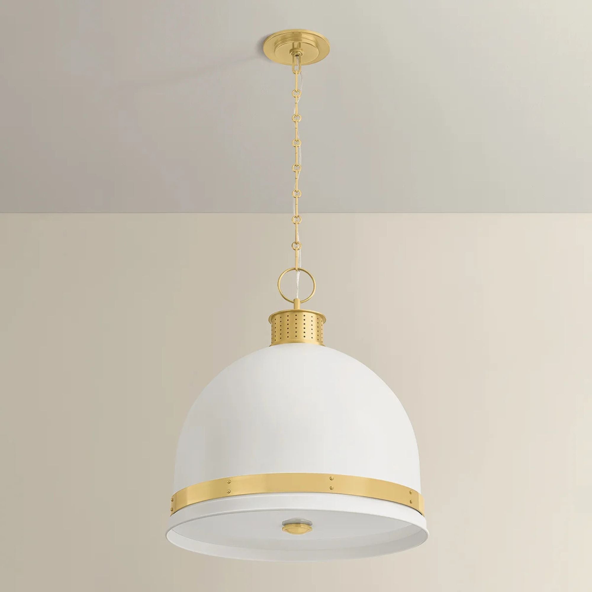 Hudson Valley Briscoe 22 in. 3-Light Pendant, Aged Brass & Soft White with White Glass Diffuser