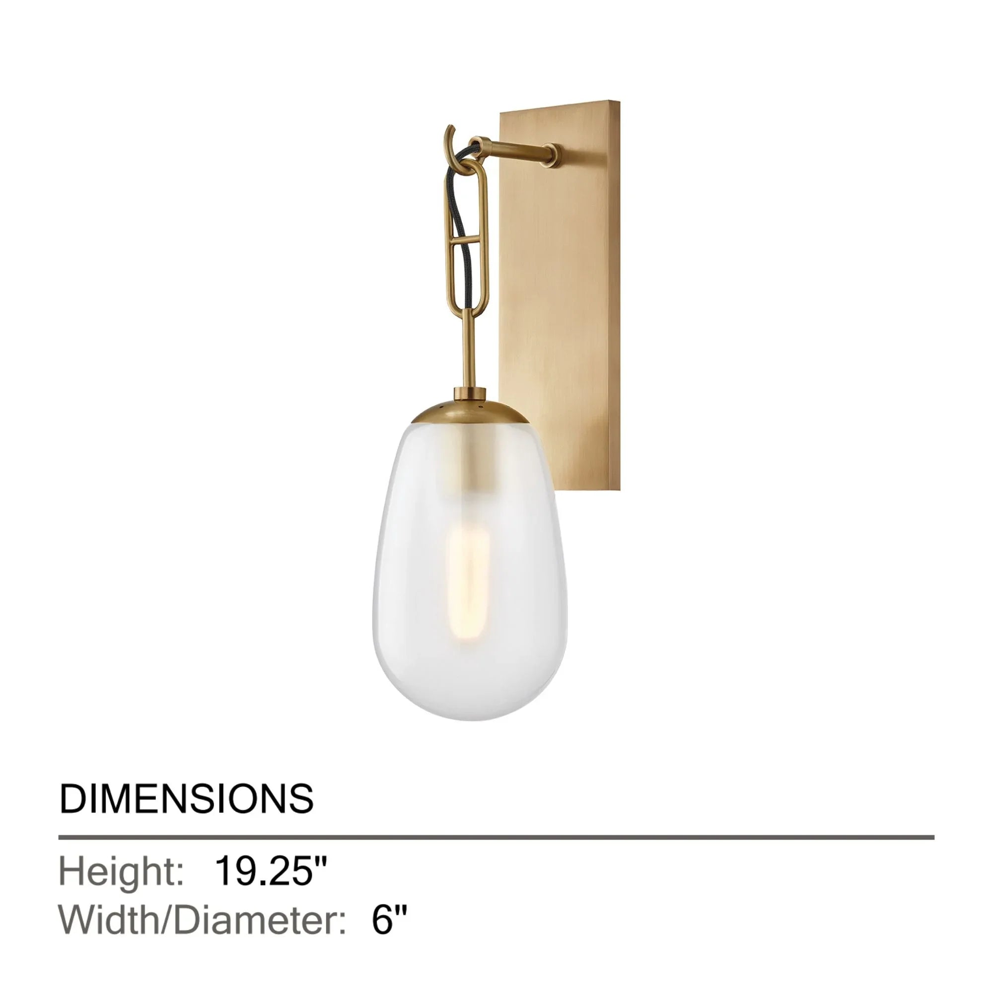 Bruckner 19" Wall Sconce, Aged Brass Finish