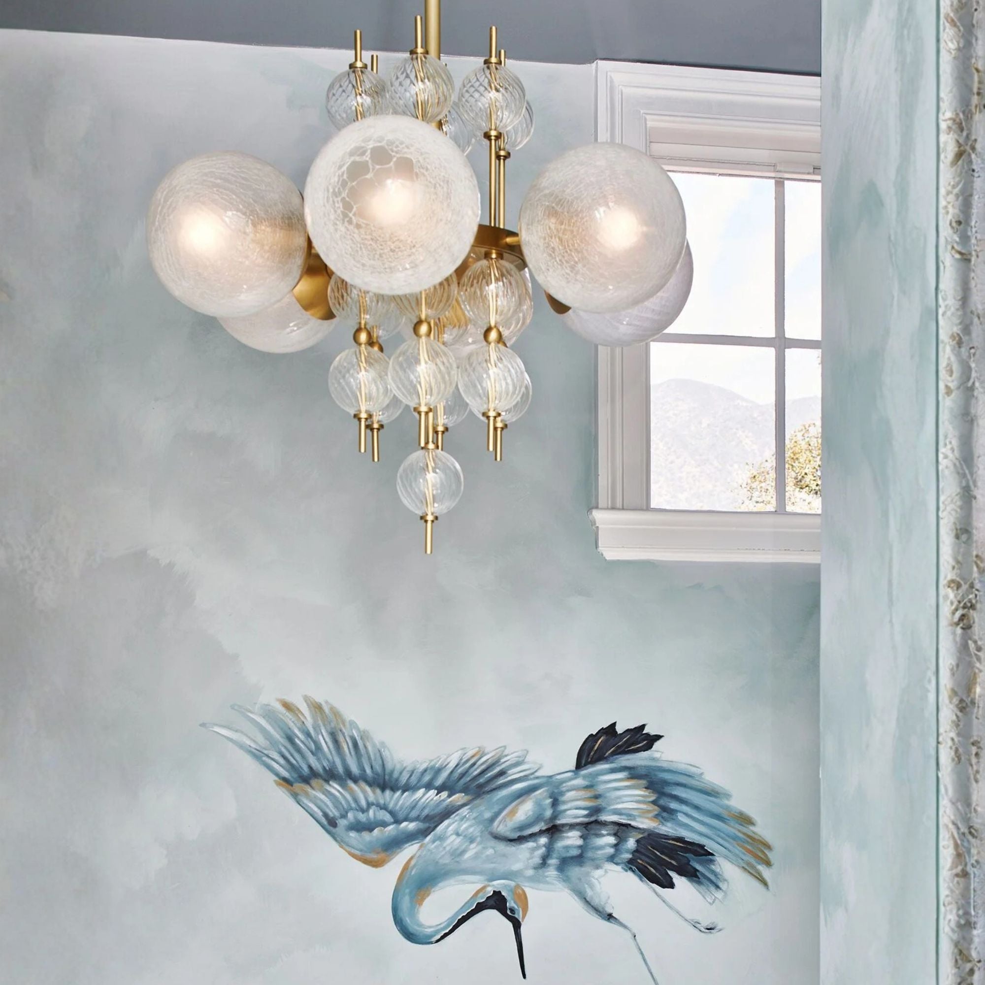 Calypso 27" 6-Light Chandelier, Aged Brass Finish