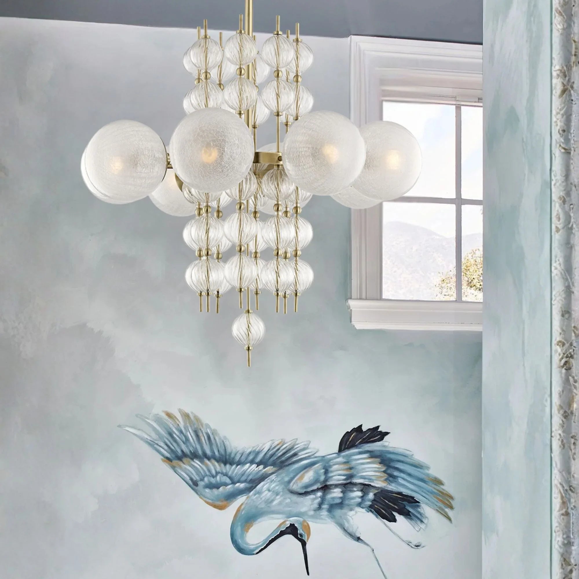 Calypso 34" 8-Light Chandelier, Aged Brass Finish