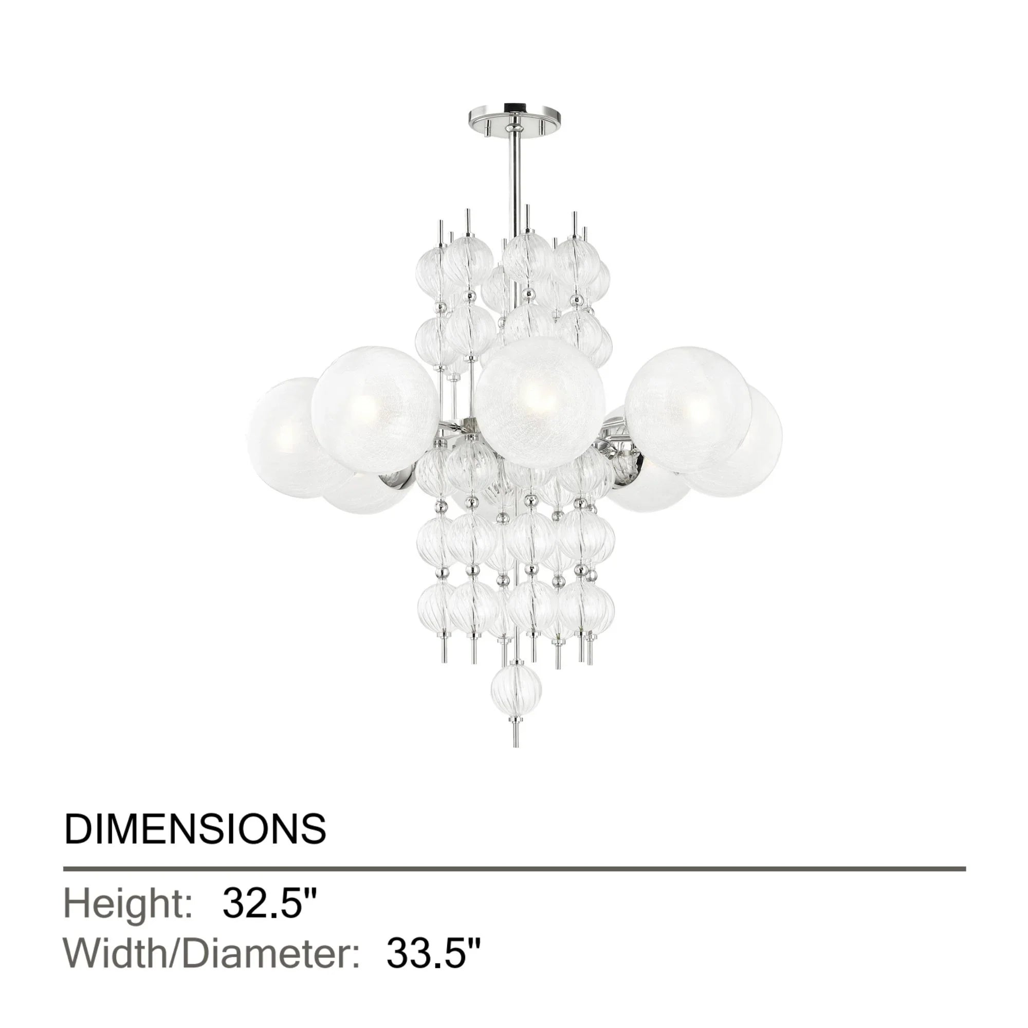 Calypso 34" 8-Light Chandelier, Polished Nickel Finish