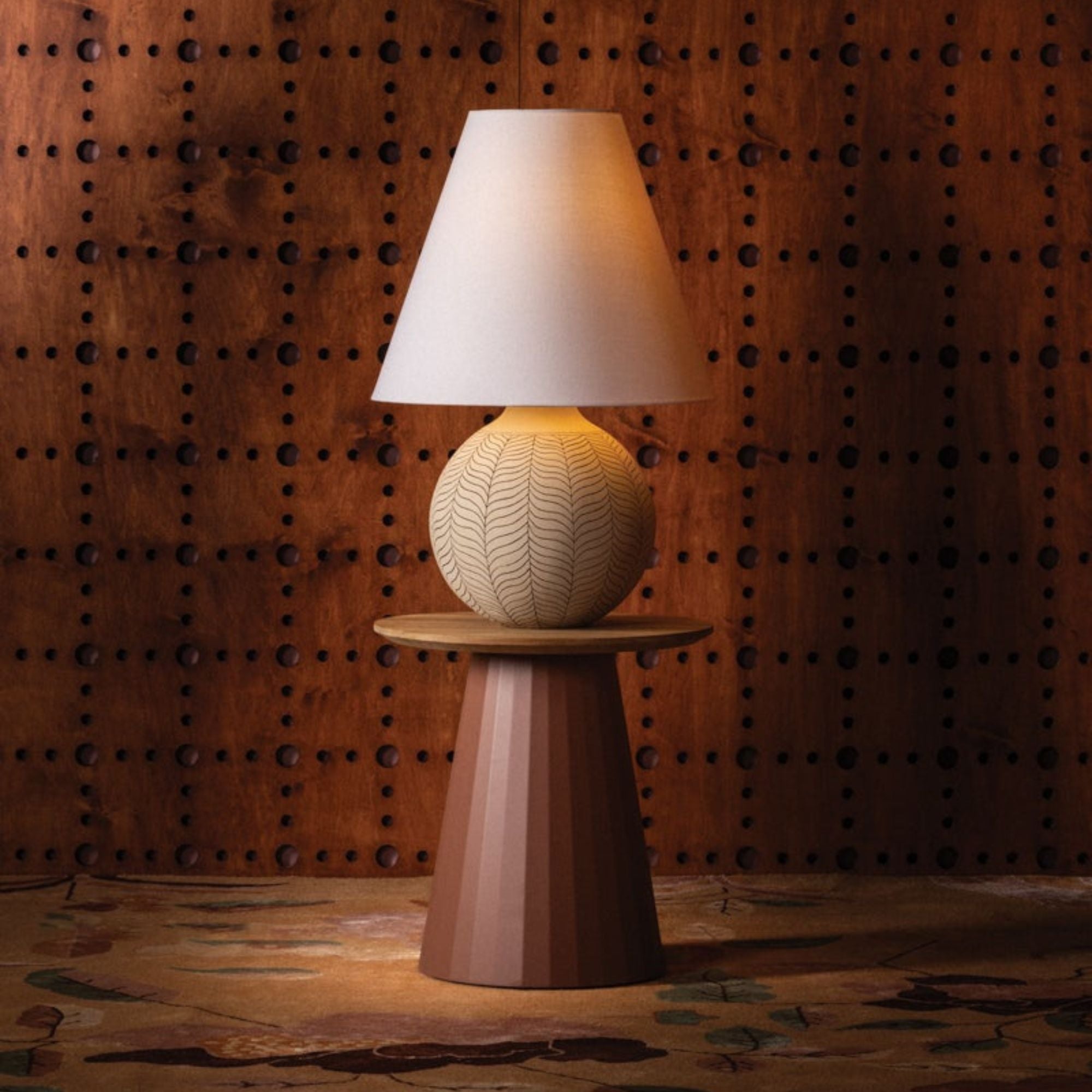 Capers 30" Table Lamp, Aged Brass/Ceramic Ivory Petal Finish