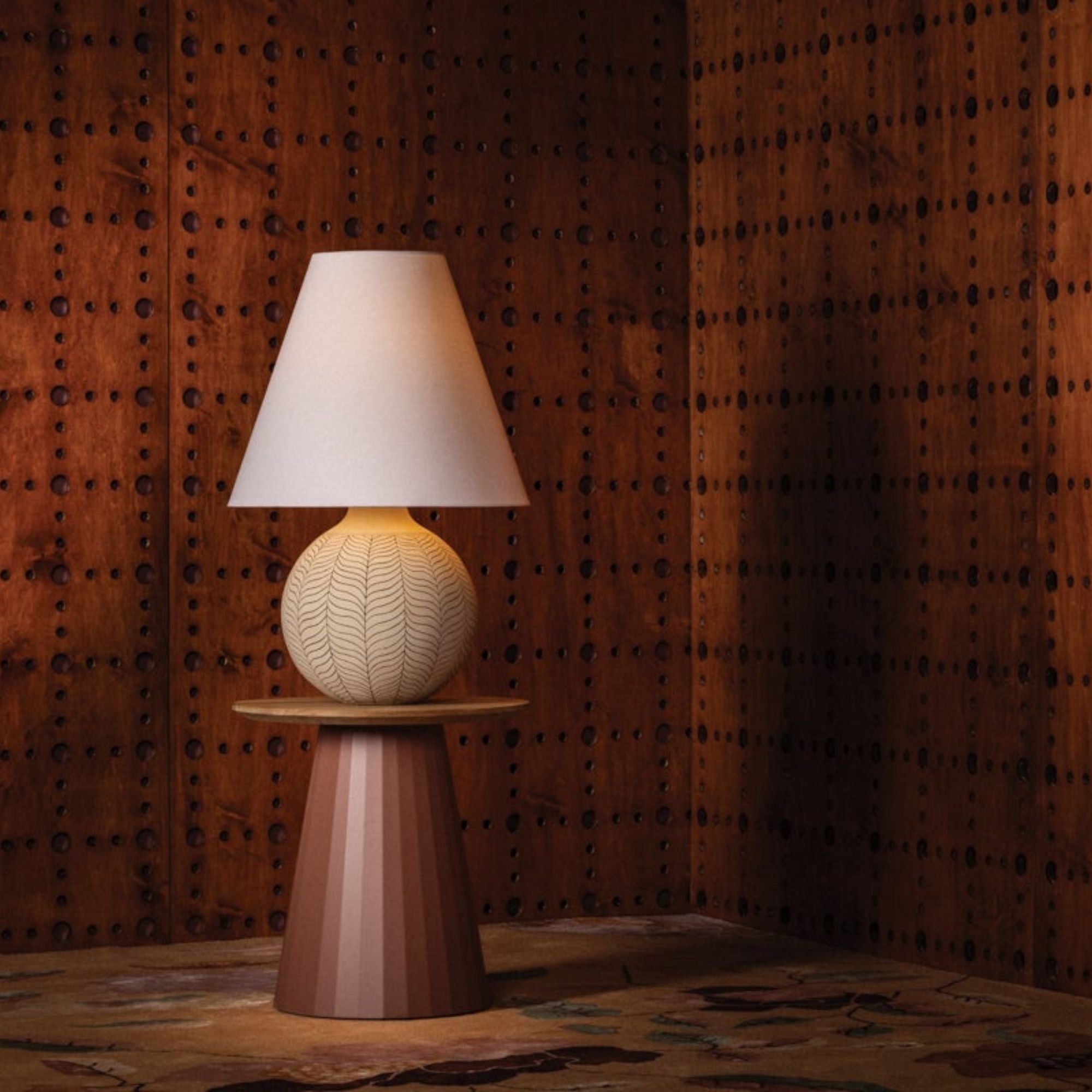 Capers 30" Table Lamp, Aged Brass/Ceramic Ivory Petal Finish