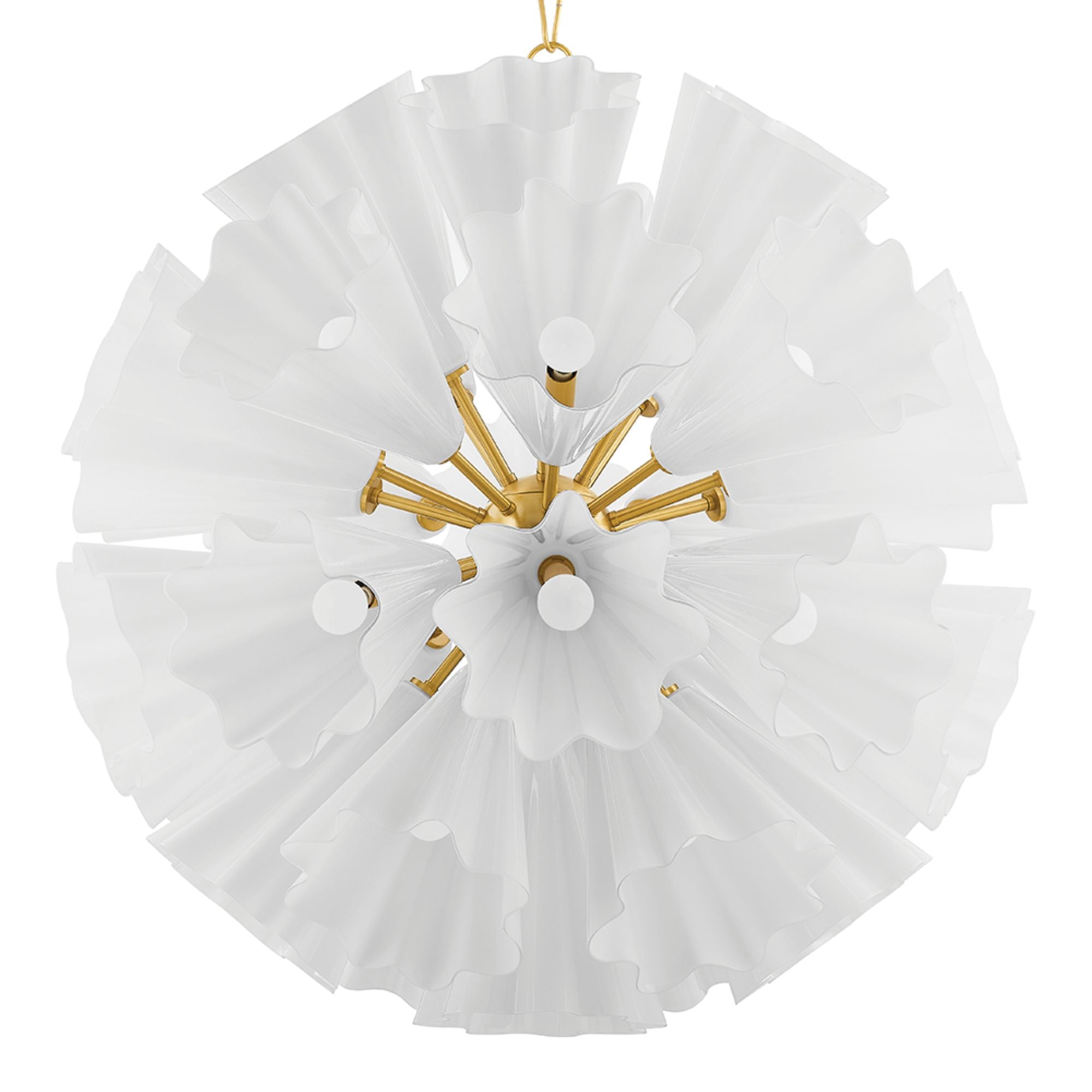 Capri 39" 33-Light Chandelier, Aged Brass Finish