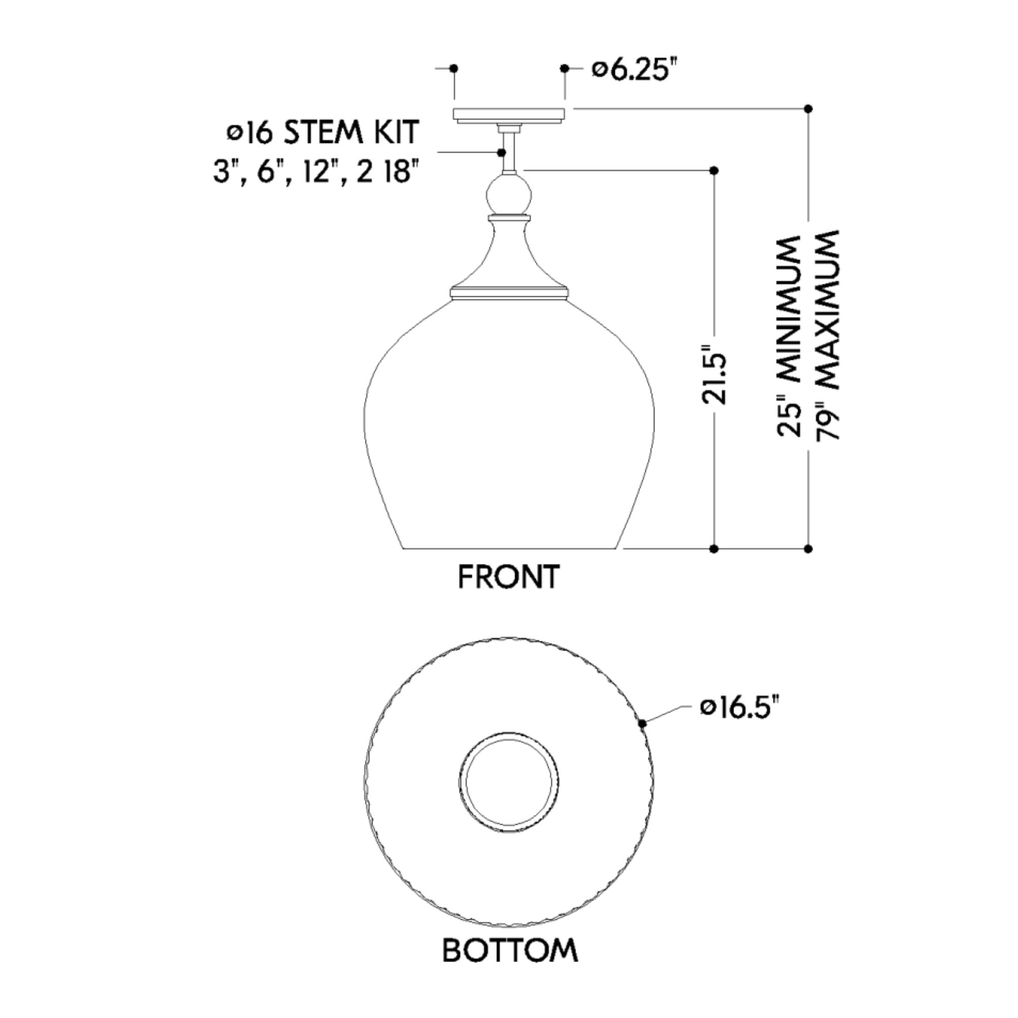 Chatton 22" Pendant, Aged Brass Finish
