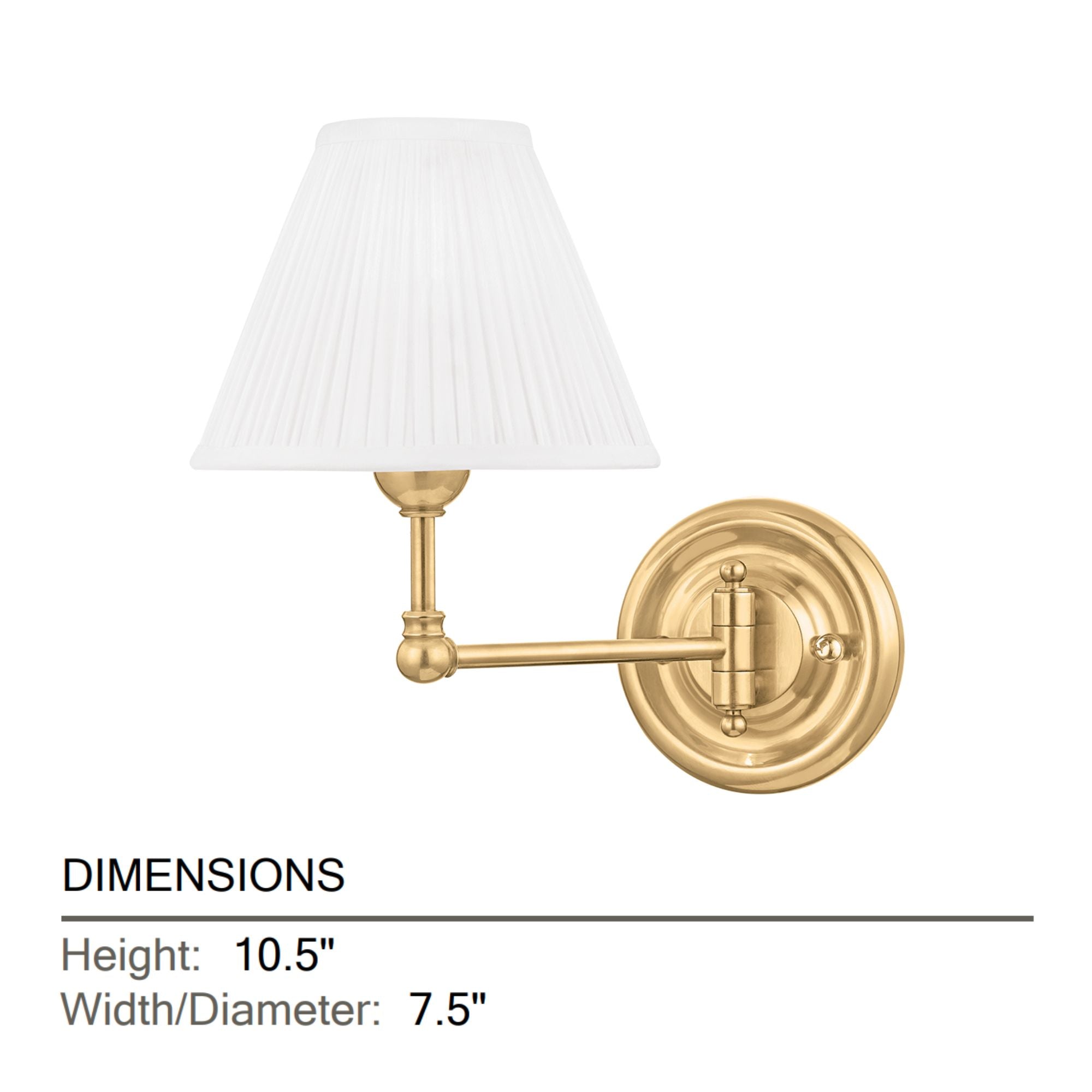 Classic No.1 11" Swing Arm Lamp, Aged Brass Finish