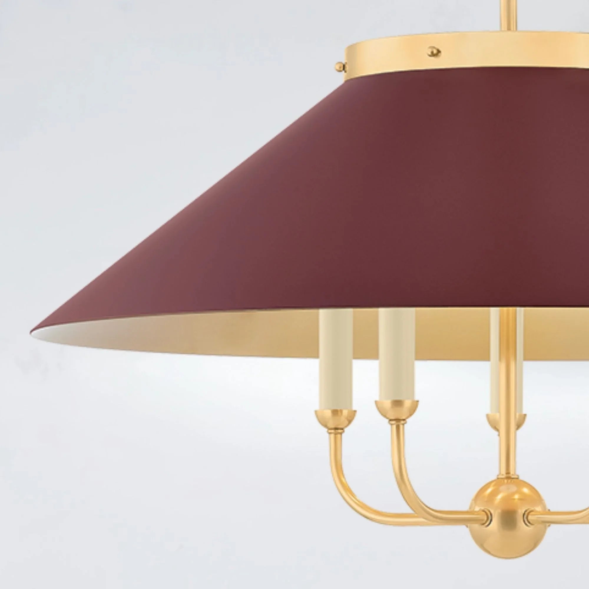 Clivedon 28" 5-Light Chandelier, Aged Brass/Soft Crimson Finish
