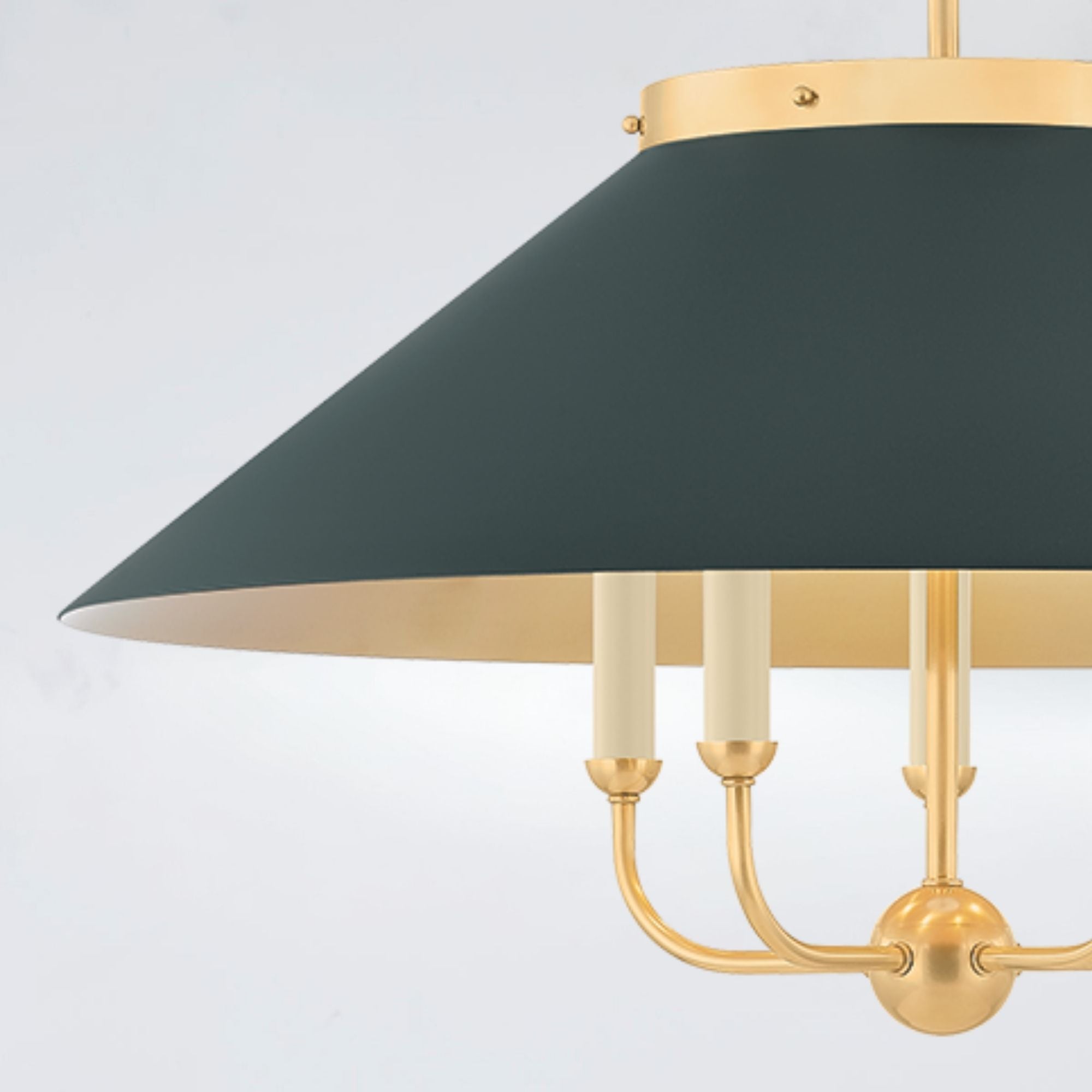 Clivedon 28" 5-Light Chandelier, Aged Brass/Soft Studio Green Finish