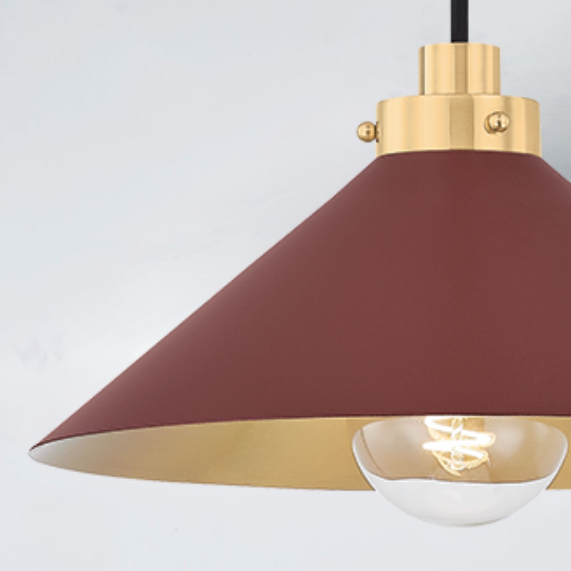 Clivedon 12" Pendant, Aged Brass/Soft Crimson Finish