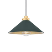 Clivedon 12" Pendant, Aged Brass/Soft Studio Green Finish