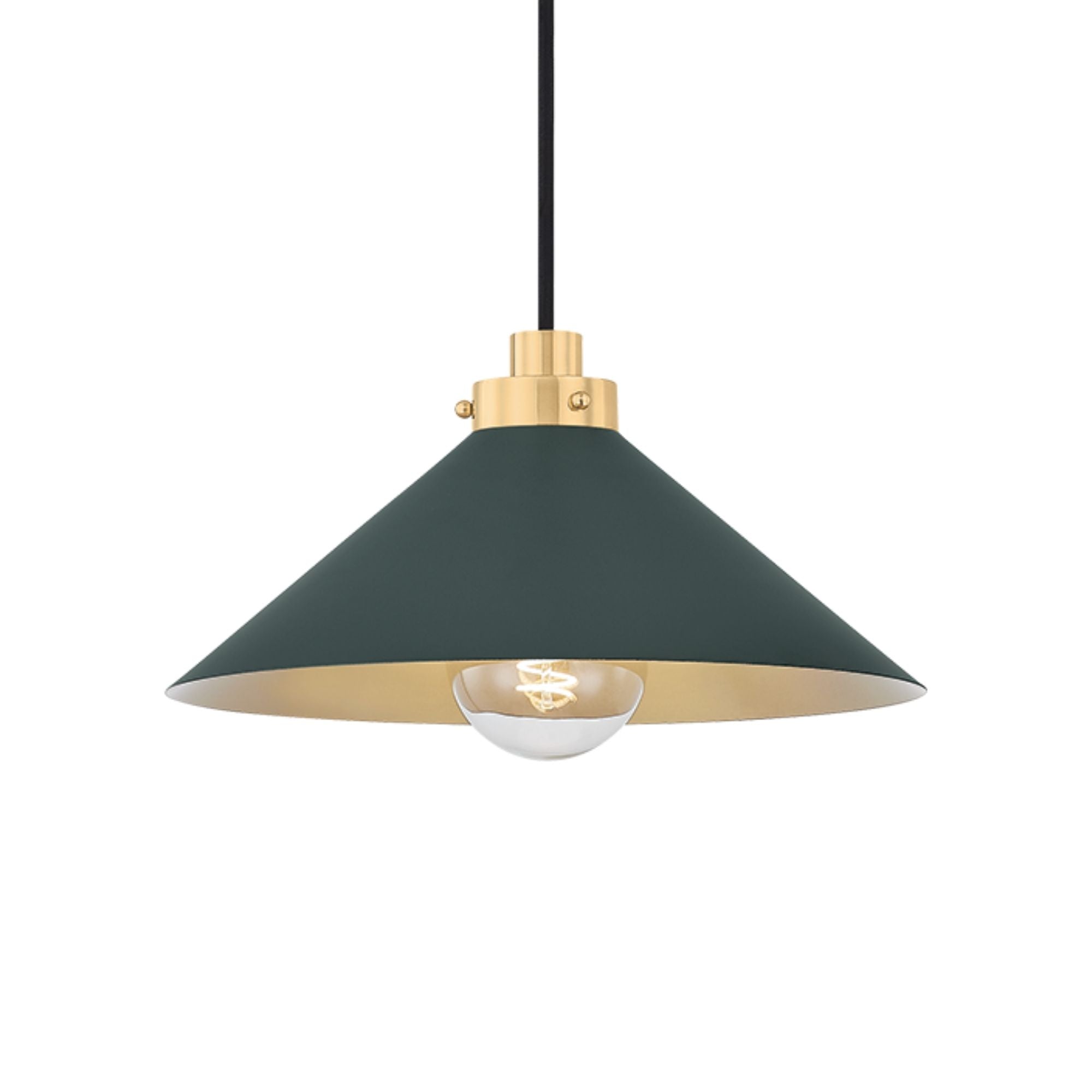 Clivedon 12" Pendant, Aged Brass/Soft Studio Green Finish
