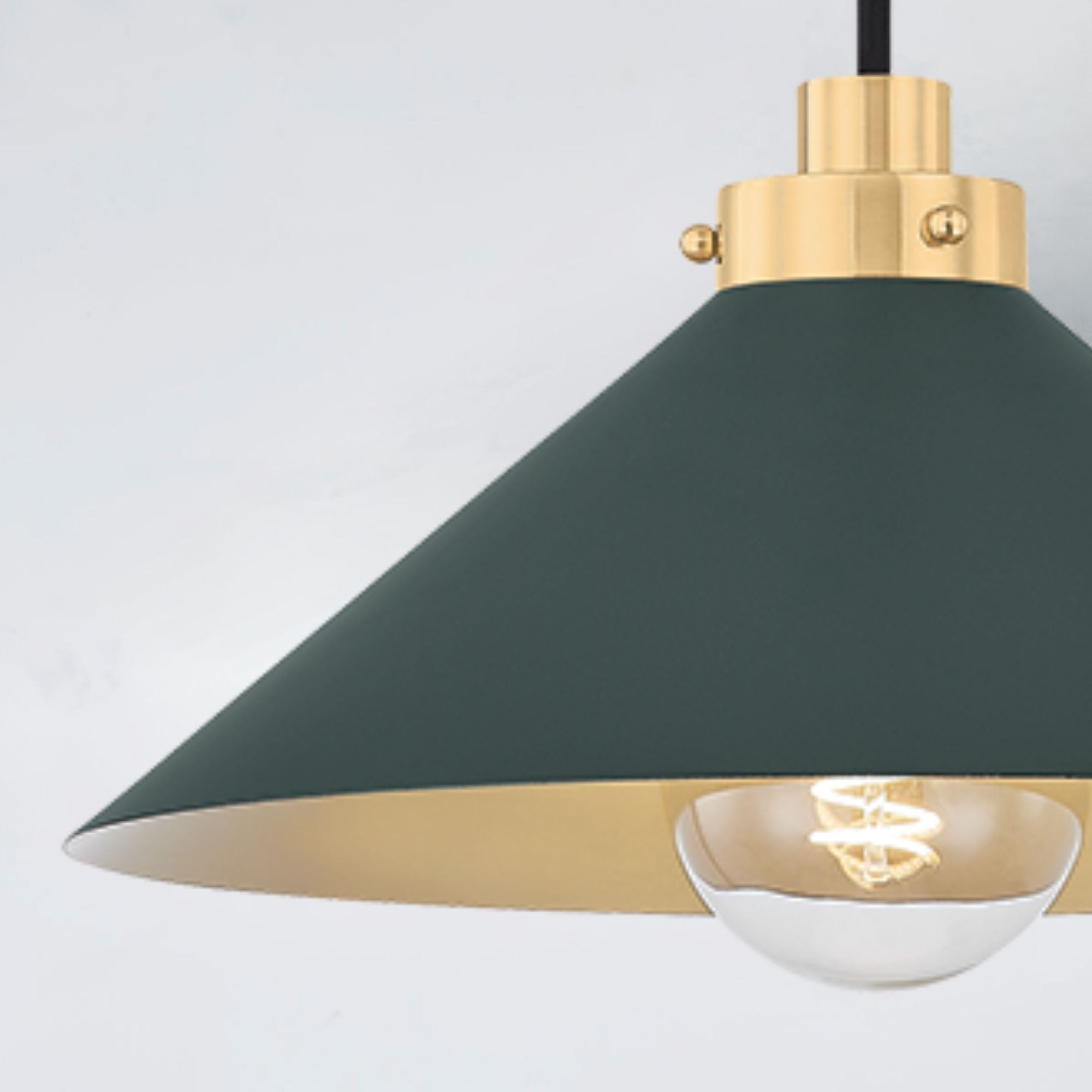 Clivedon 12" Pendant, Aged Brass/Soft Studio Green Finish