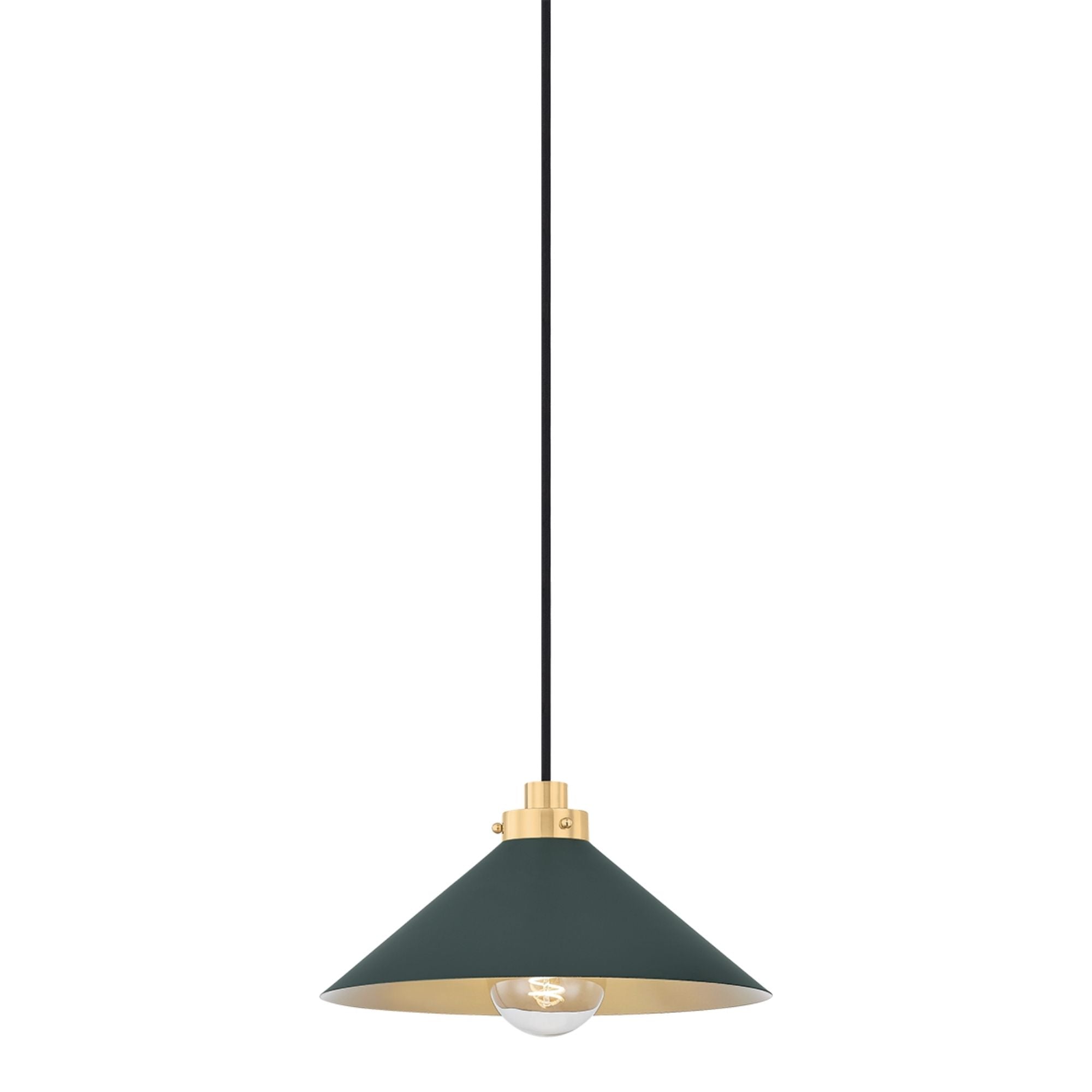 Clivedon 12" Pendant, Aged Brass/Soft Studio Green Finish