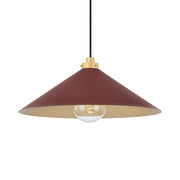 Clivedon 20" Pendant, Aged Brass/Soft Crimson Finish