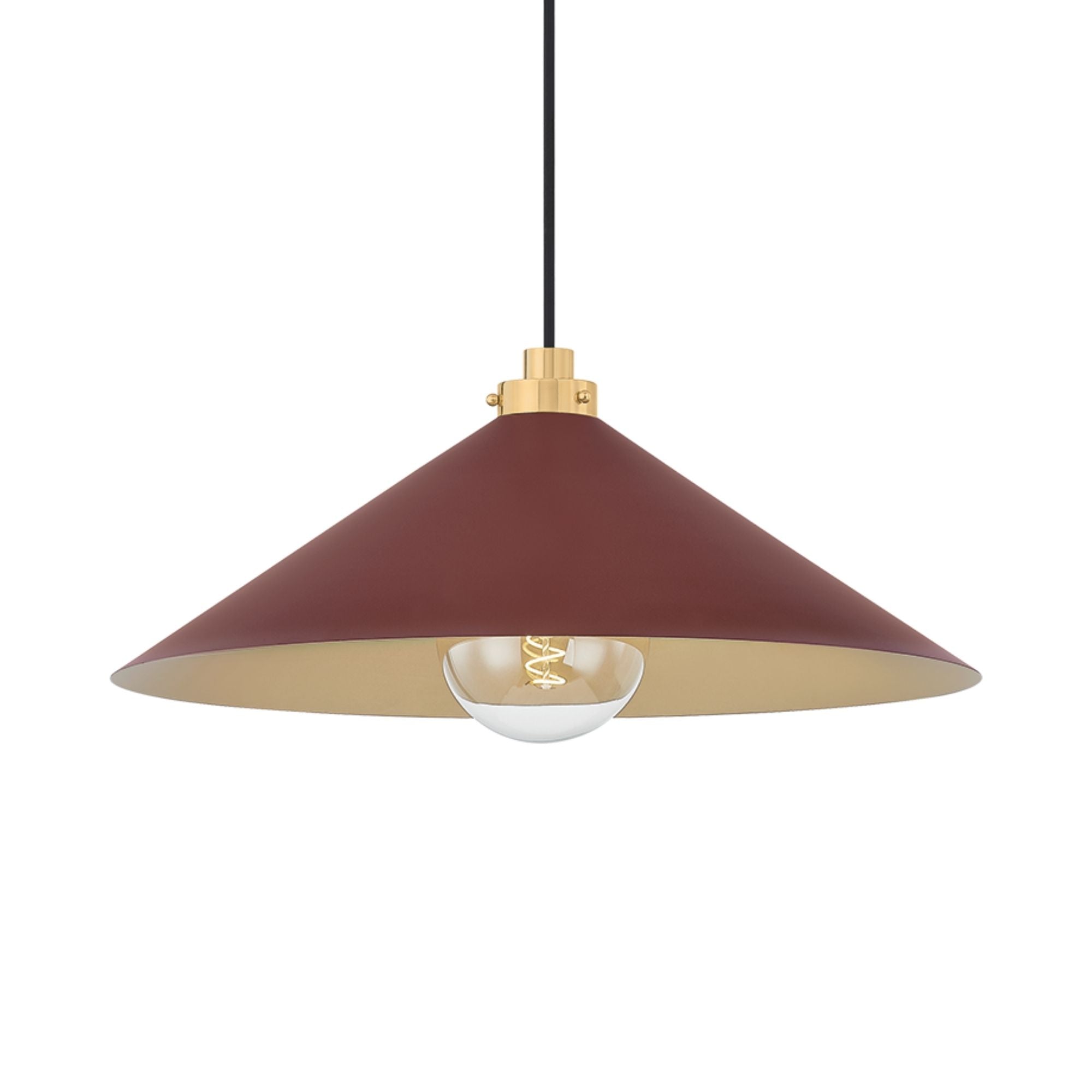 Clivedon 20" Pendant, Aged Brass/Soft Crimson Finish