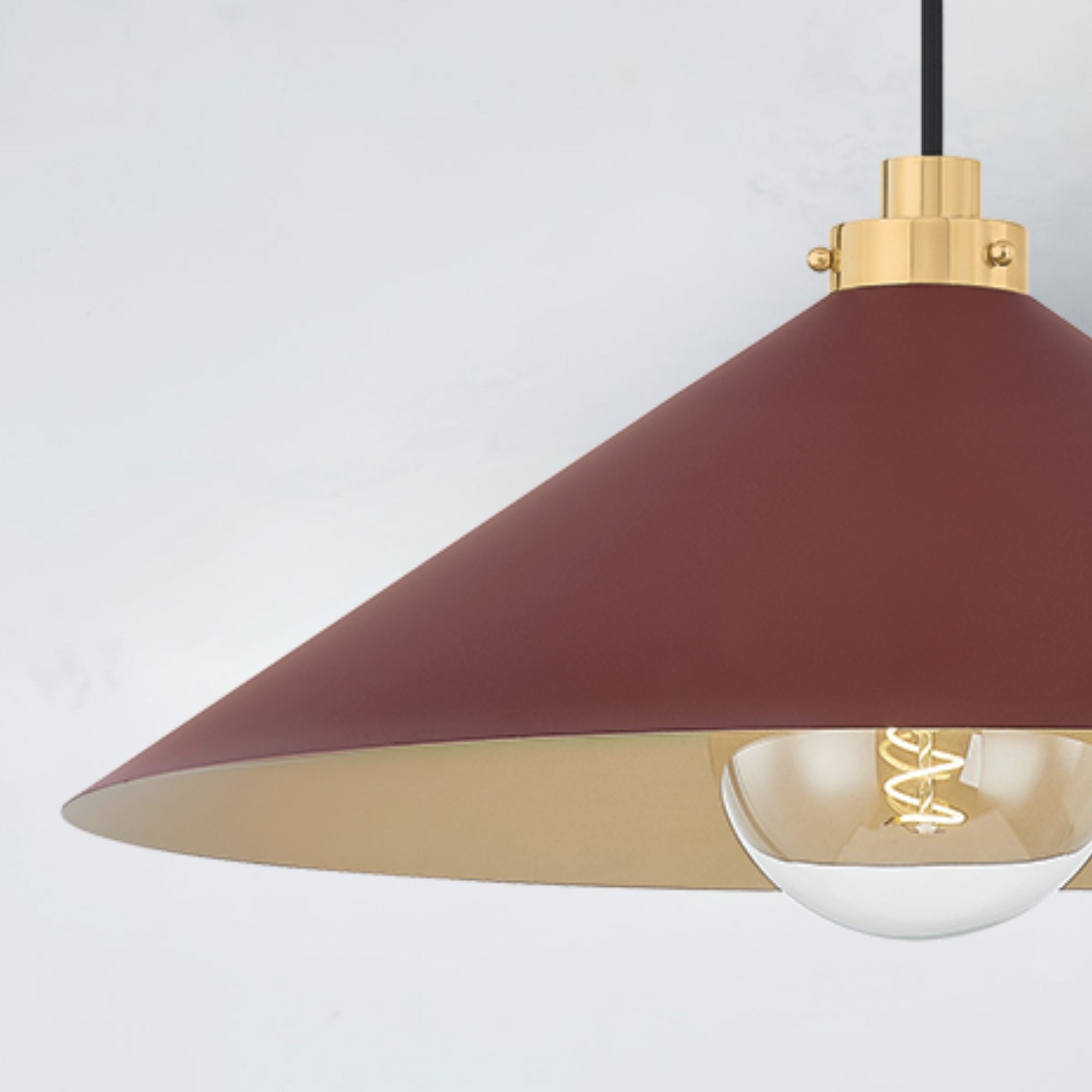 Clivedon 20" Pendant, Aged Brass/Soft Crimson Finish