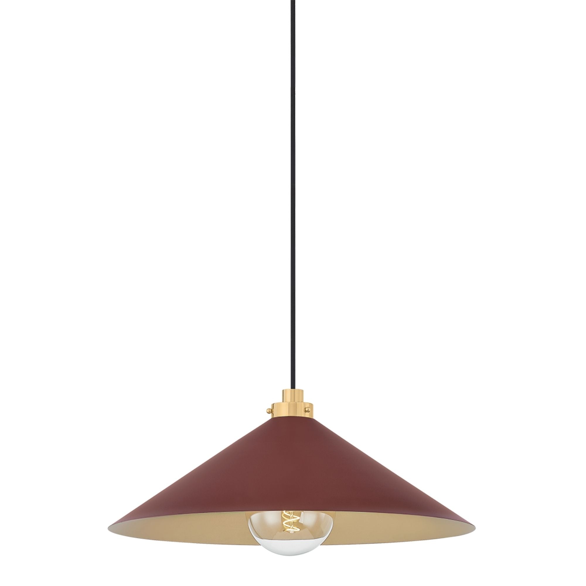 Clivedon 20" Pendant, Aged Brass/Soft Crimson Finish
