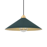 Clivedon 20" Pendant, Aged Brass/Soft Studio Green Finish
