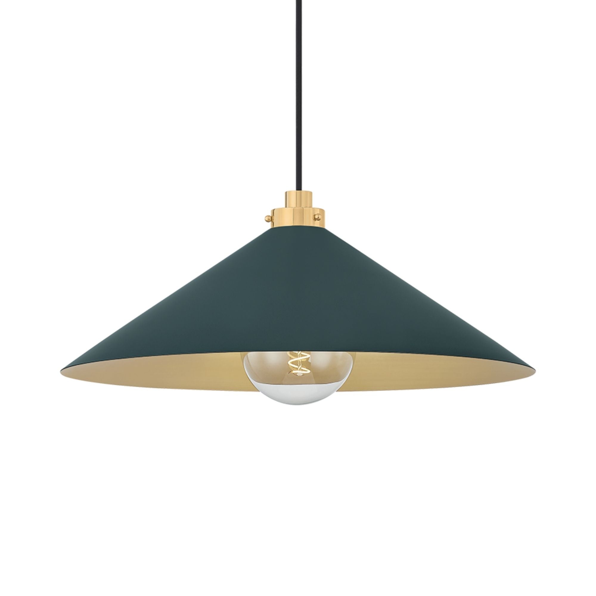 Clivedon 20" Pendant, Aged Brass/Soft Studio Green Finish
