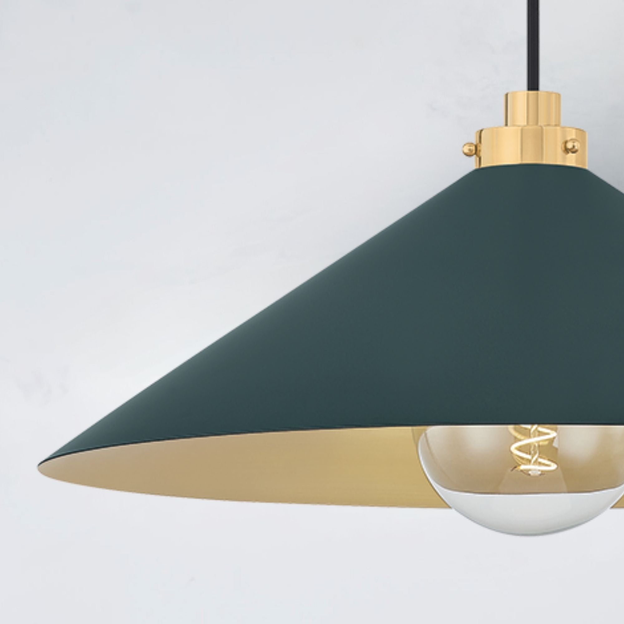 Clivedon 20" Pendant, Aged Brass/Soft Studio Green Finish
