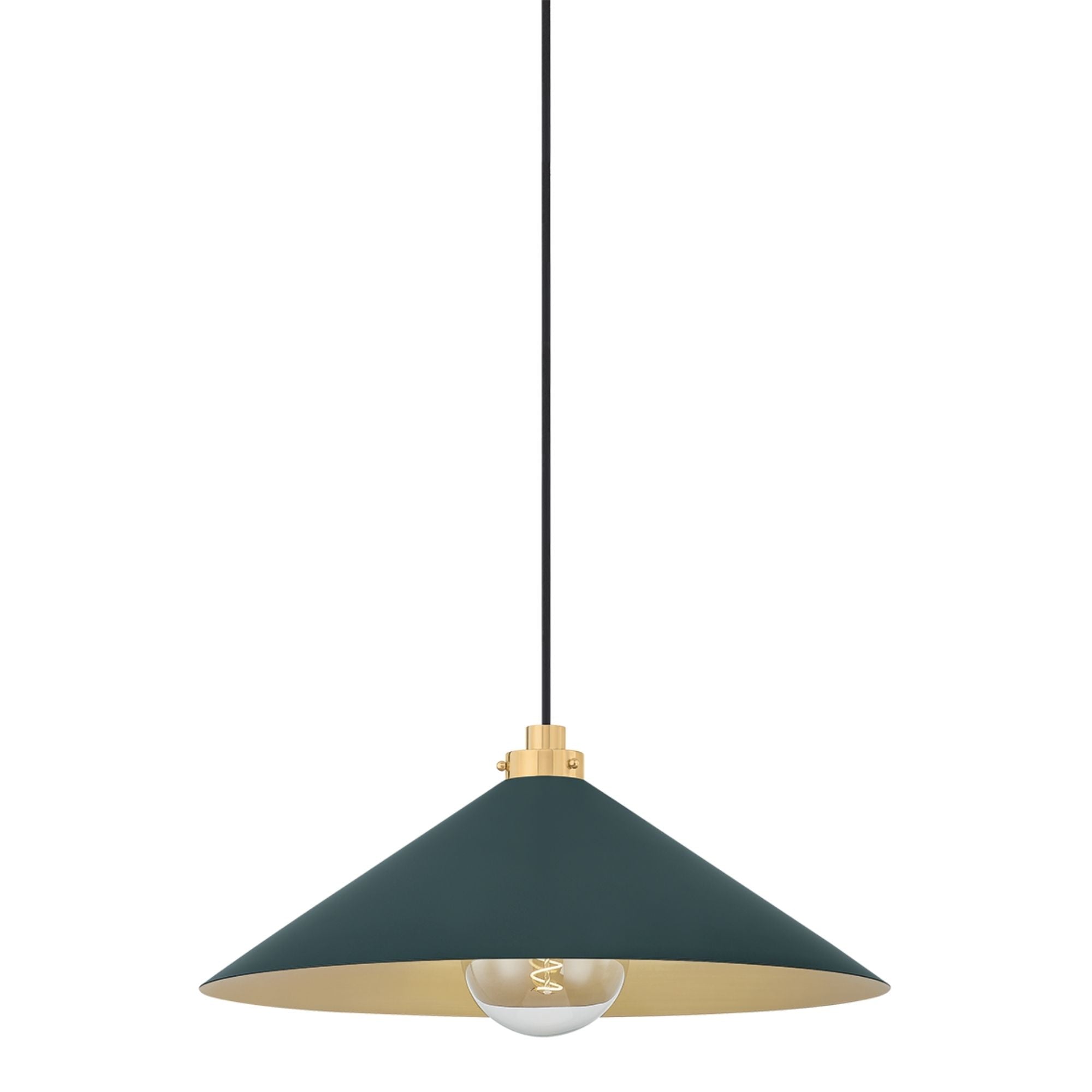 Clivedon 20" Pendant, Aged Brass/Soft Studio Green Finish