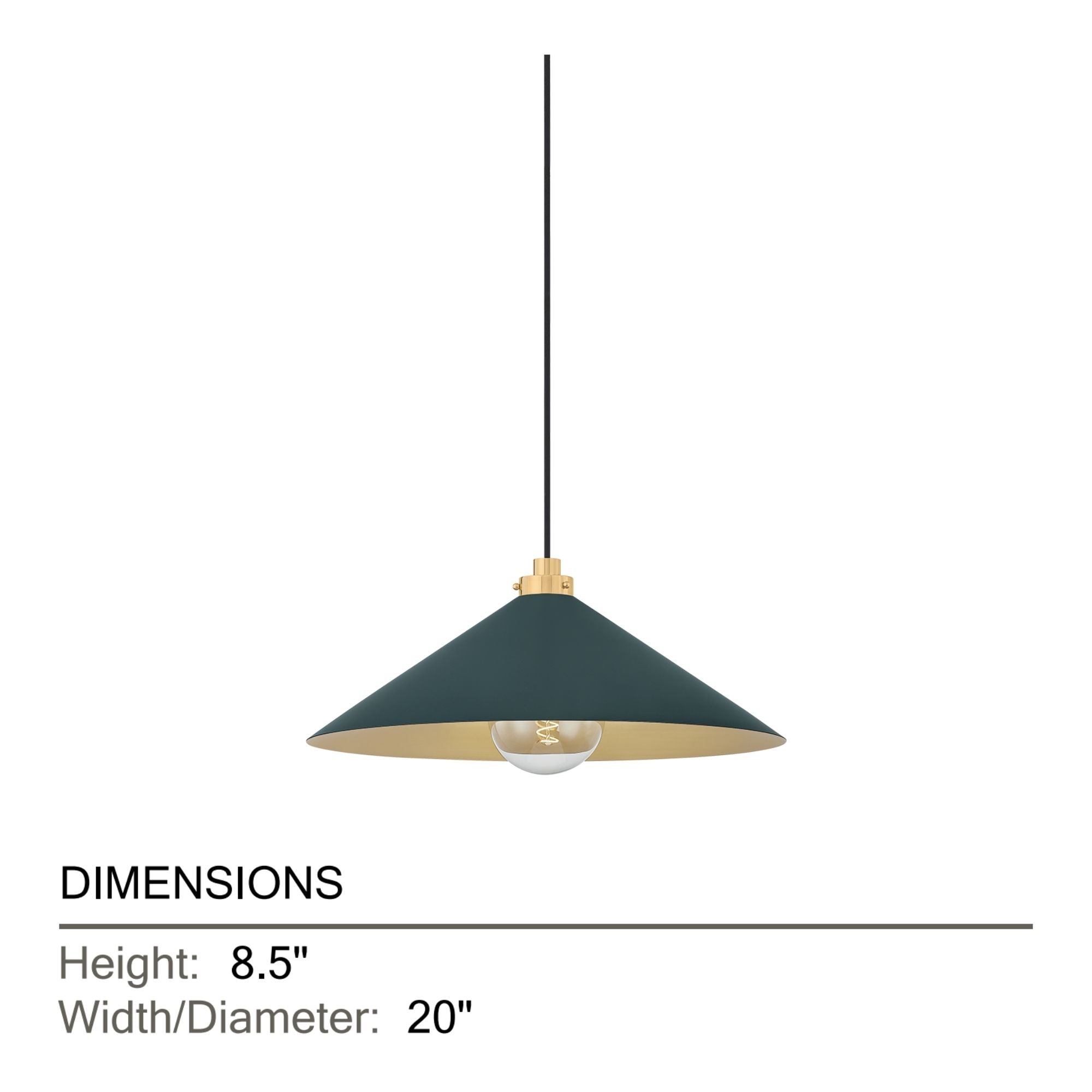 Clivedon 20" Pendant, Aged Brass/Soft Studio Green Finish