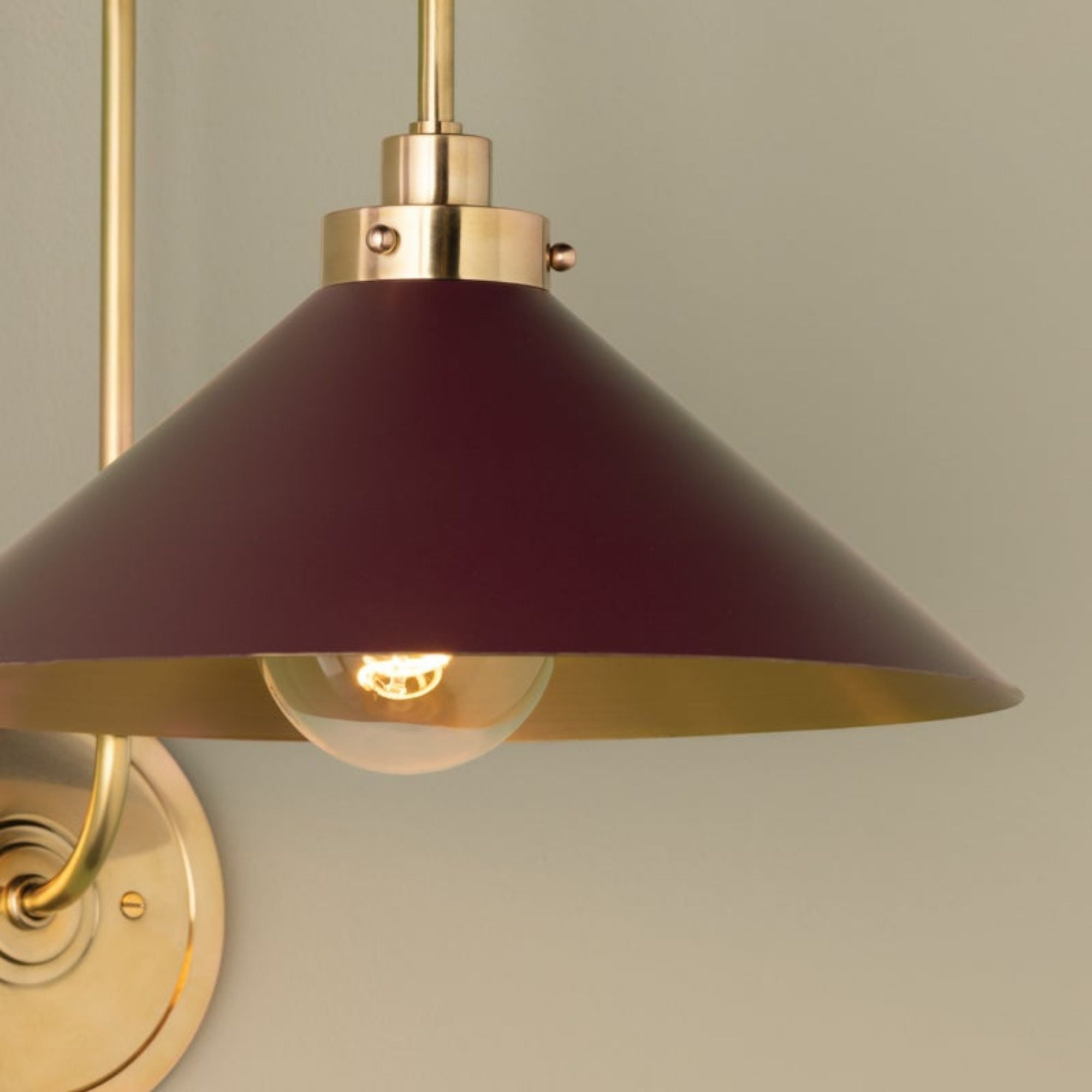 Clivedon 16" Wall Sconce, Aged Brass/Soft Crimson Finish