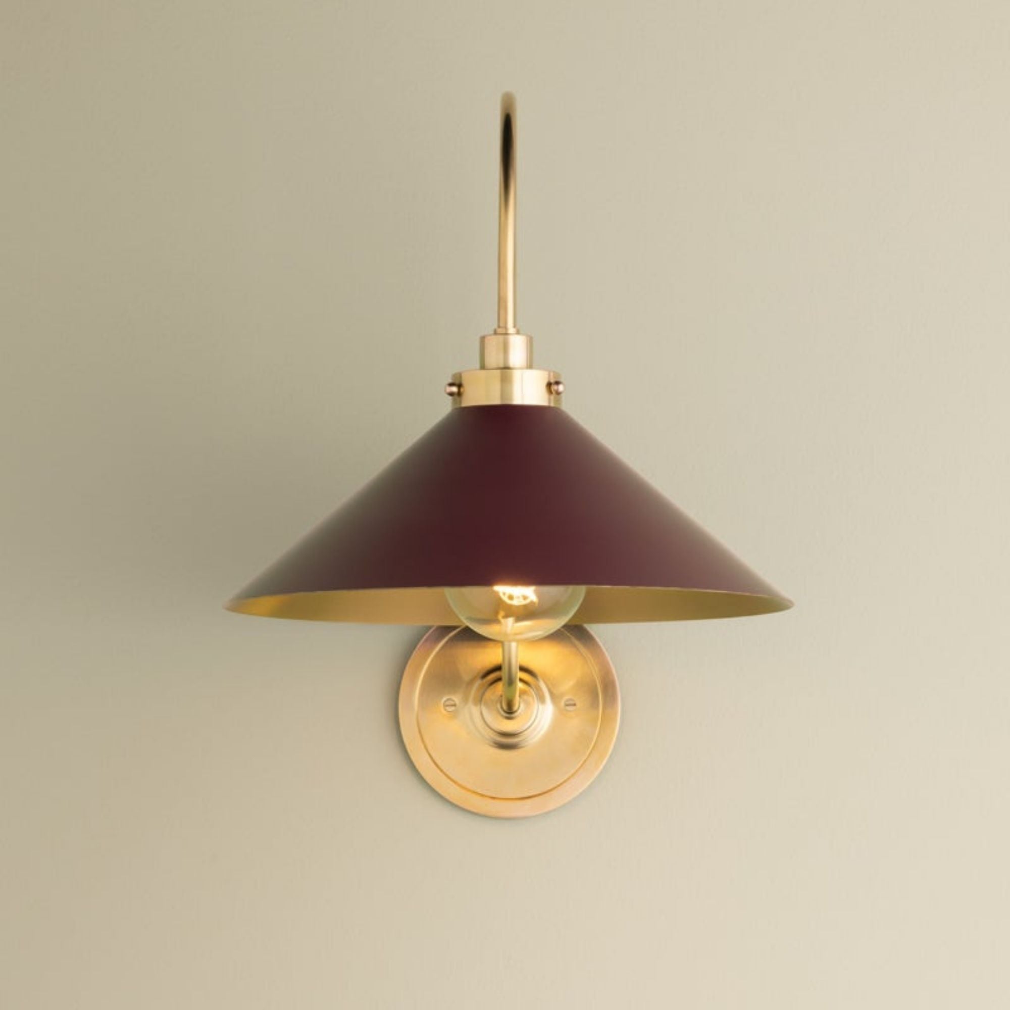 Clivedon 16" Wall Sconce, Aged Brass/Soft Crimson Finish