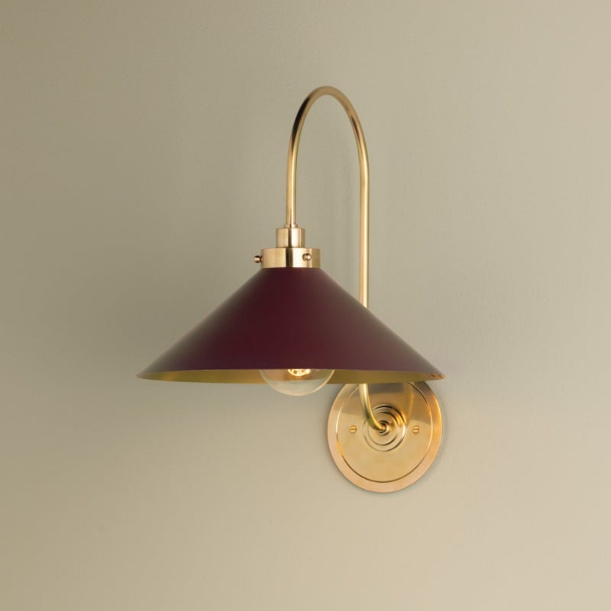 Clivedon 16" Wall Sconce, Aged Brass/Soft Crimson Finish