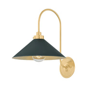 Clivedon 16" Wall Sconce, Aged Brass/Soft Studio Green Finish