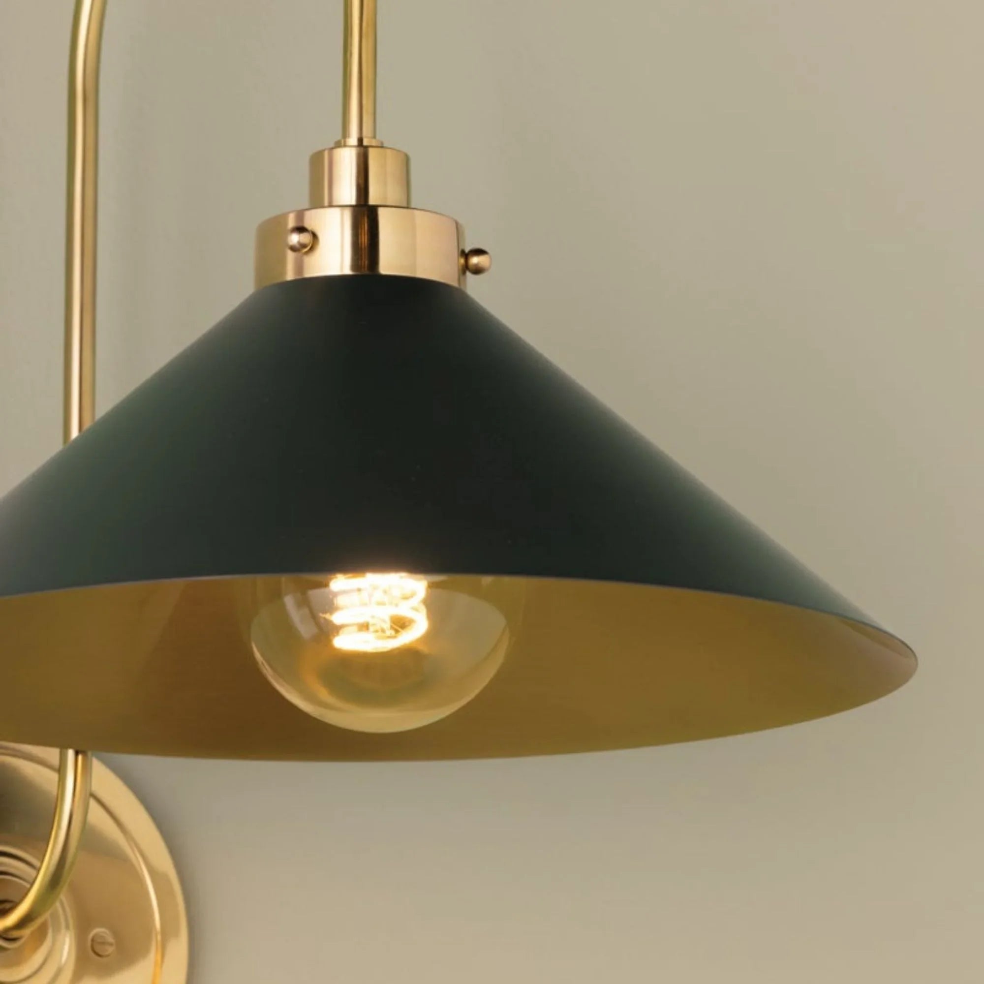 Clivedon 16" Wall Sconce, Aged Brass/Soft Studio Green Finish