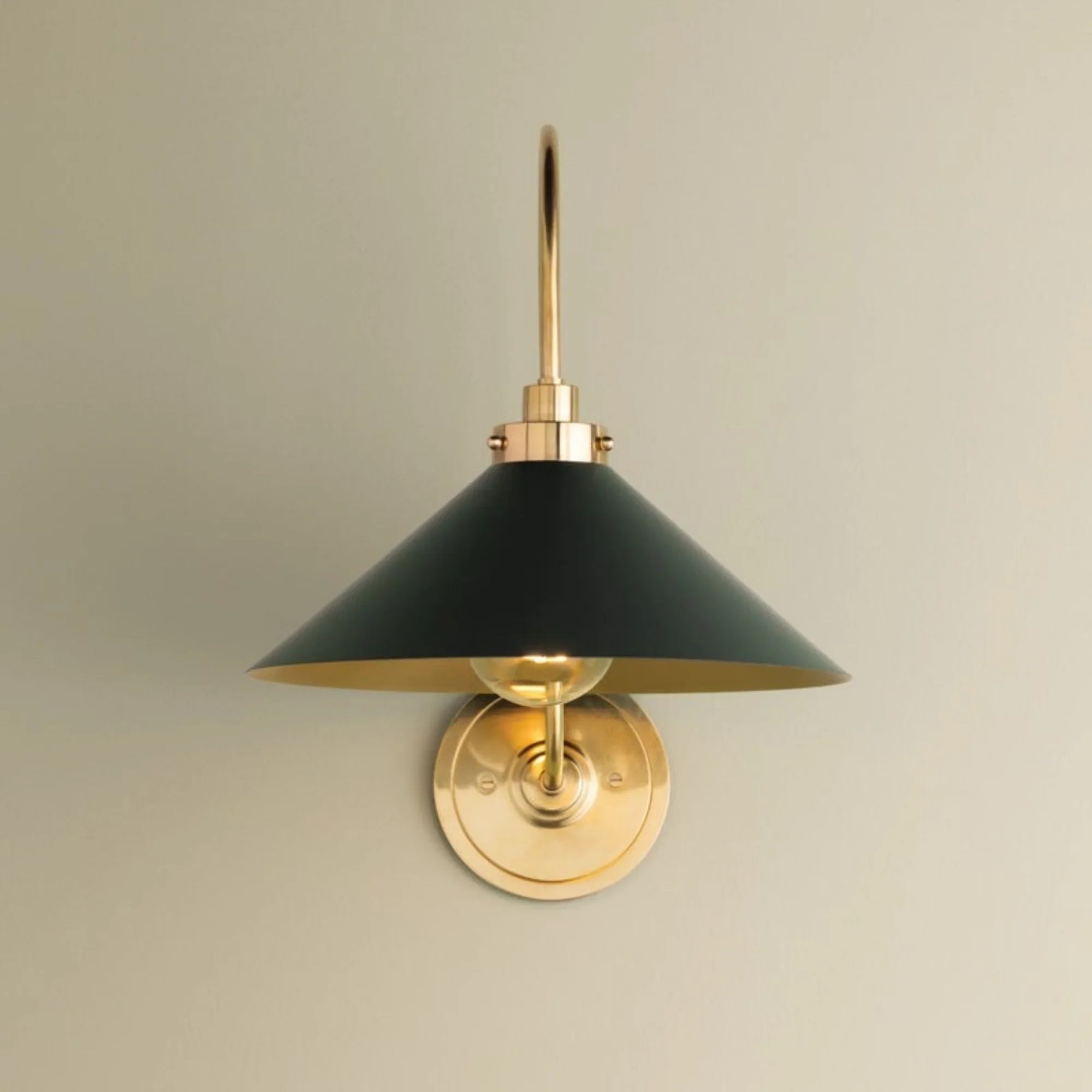 Clivedon 16" Wall Sconce, Aged Brass/Soft Studio Green Finish