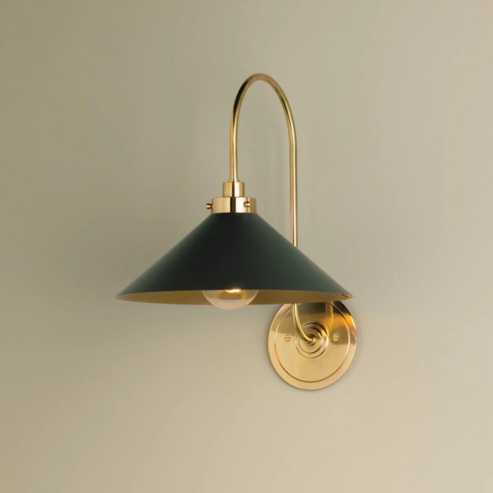 Clivedon 16" Wall Sconce, Aged Brass/Soft Studio Green Finish